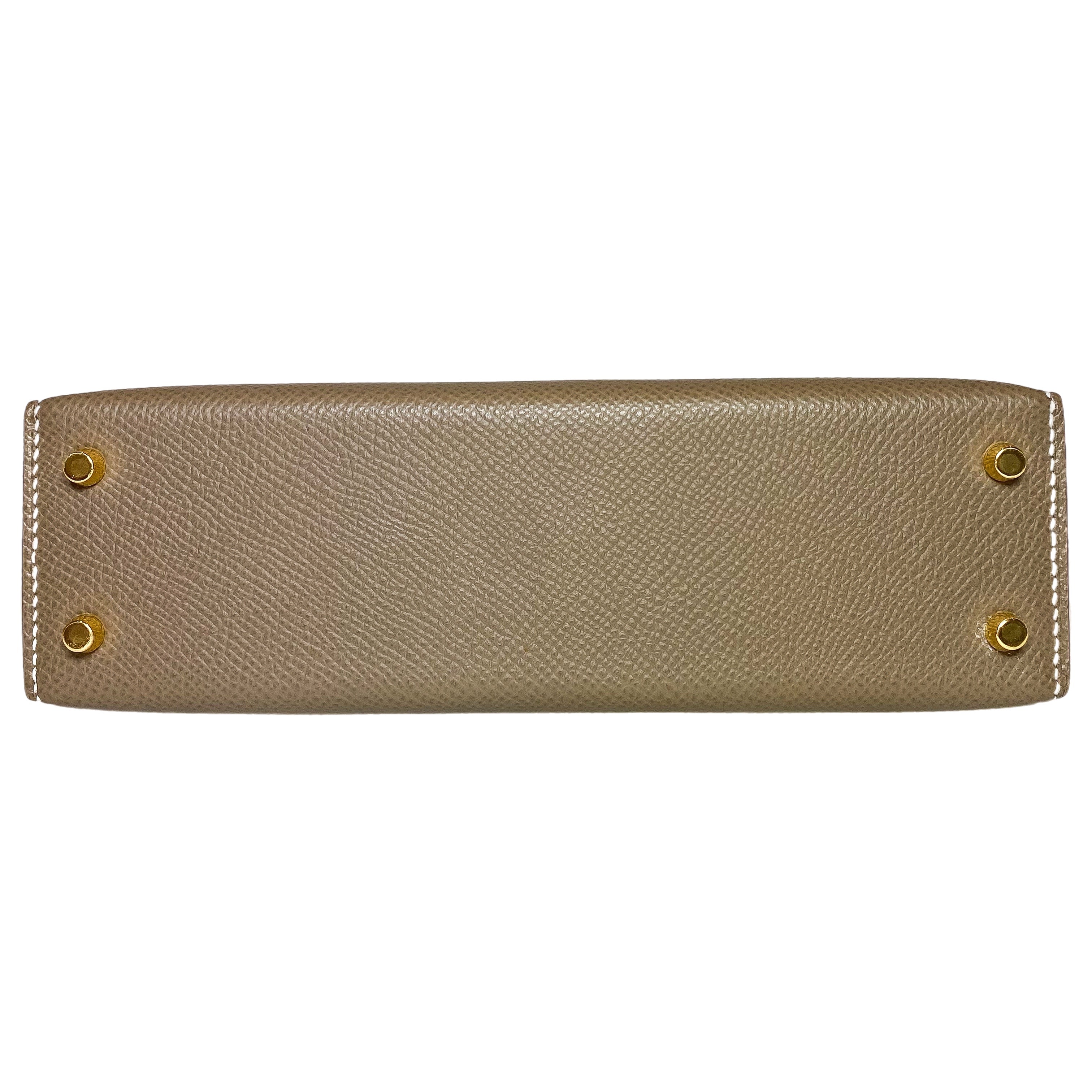 Hermes Mini Kelly 20 Etoupe Epsom Palladium Hardware