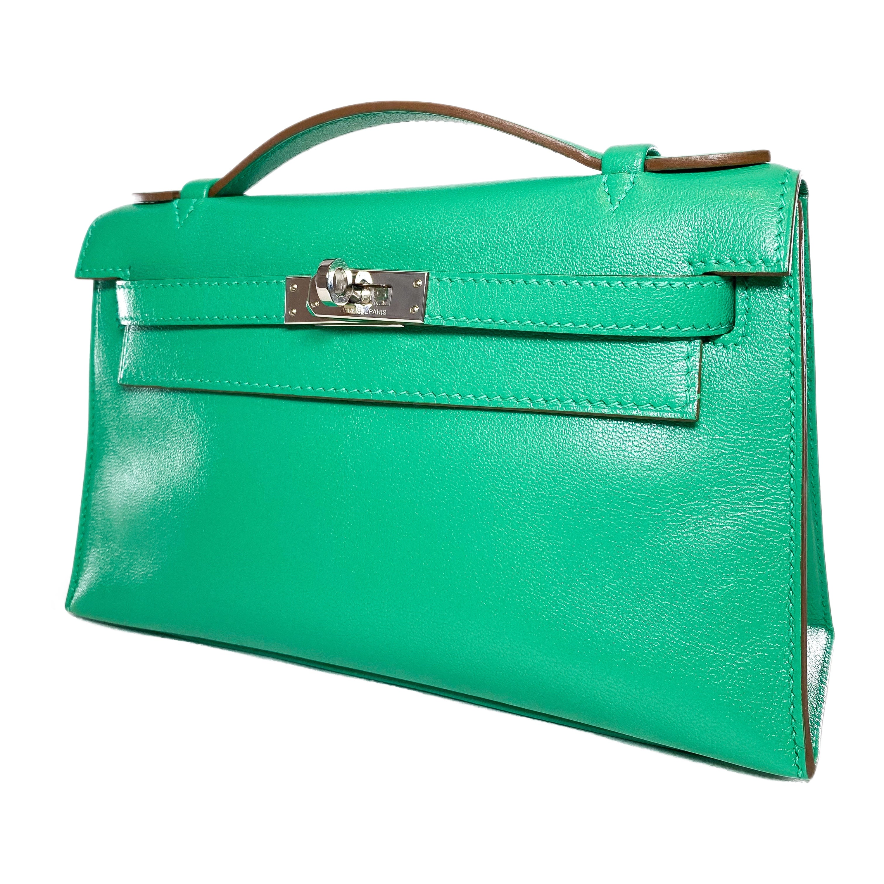 Hermes Kelly Pochette Menthe Chamkila Palladium Hardware