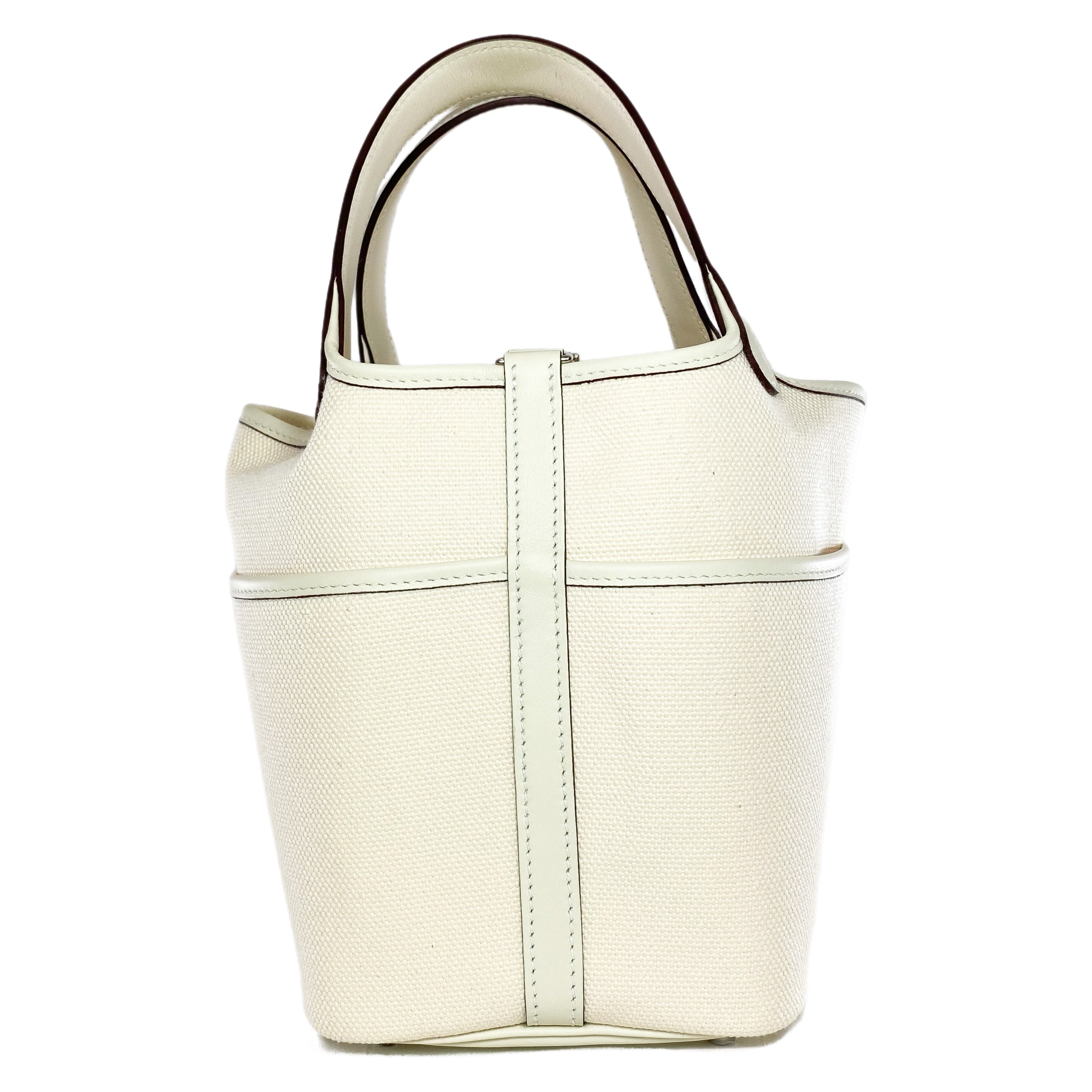 Hermes Picotin Lock 18 Nata Swift Toile Goeland Cargo Palladium Hardware