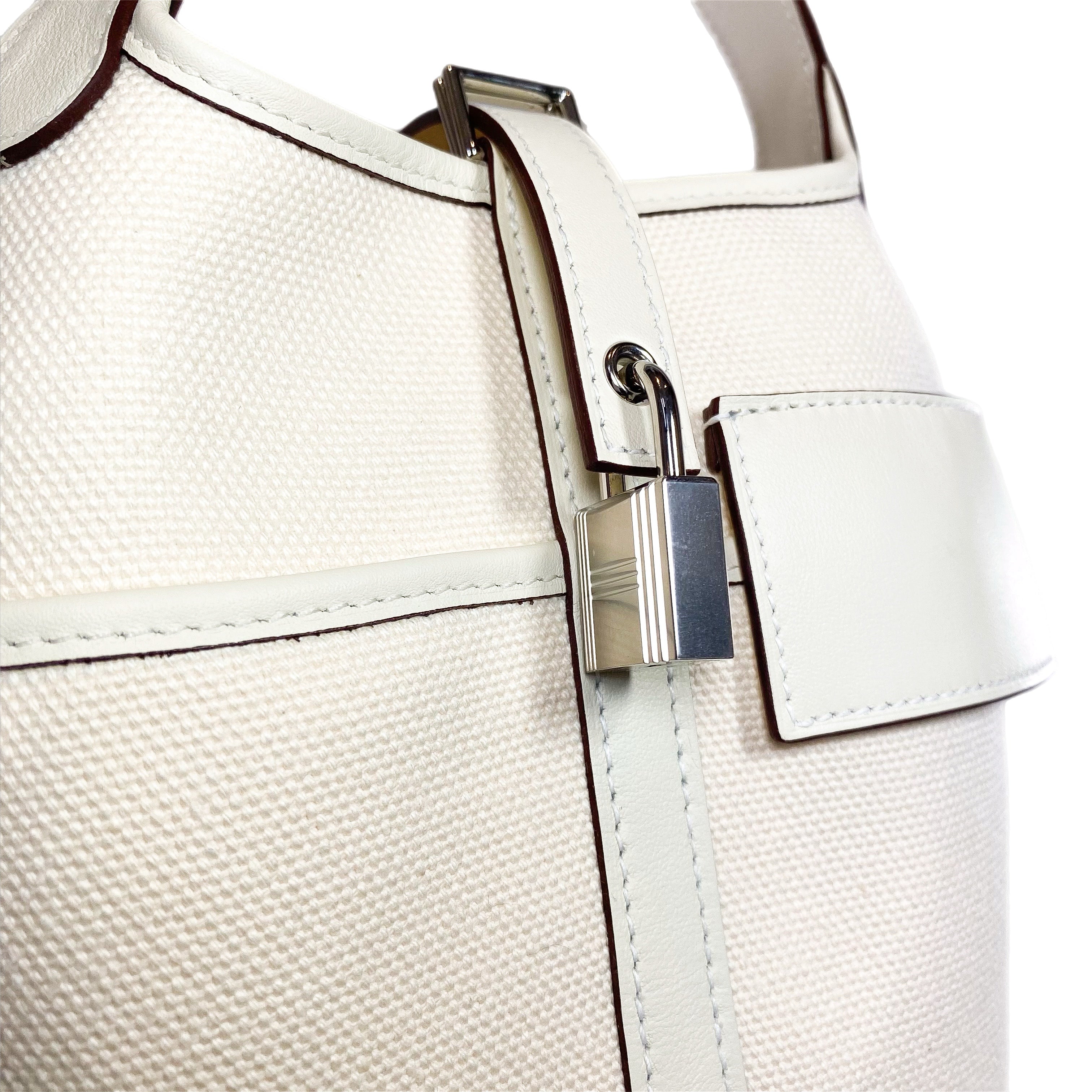 Hermes Picotin Lock 18 Nata Swift Toile Goeland Cargo Palladium Hardware