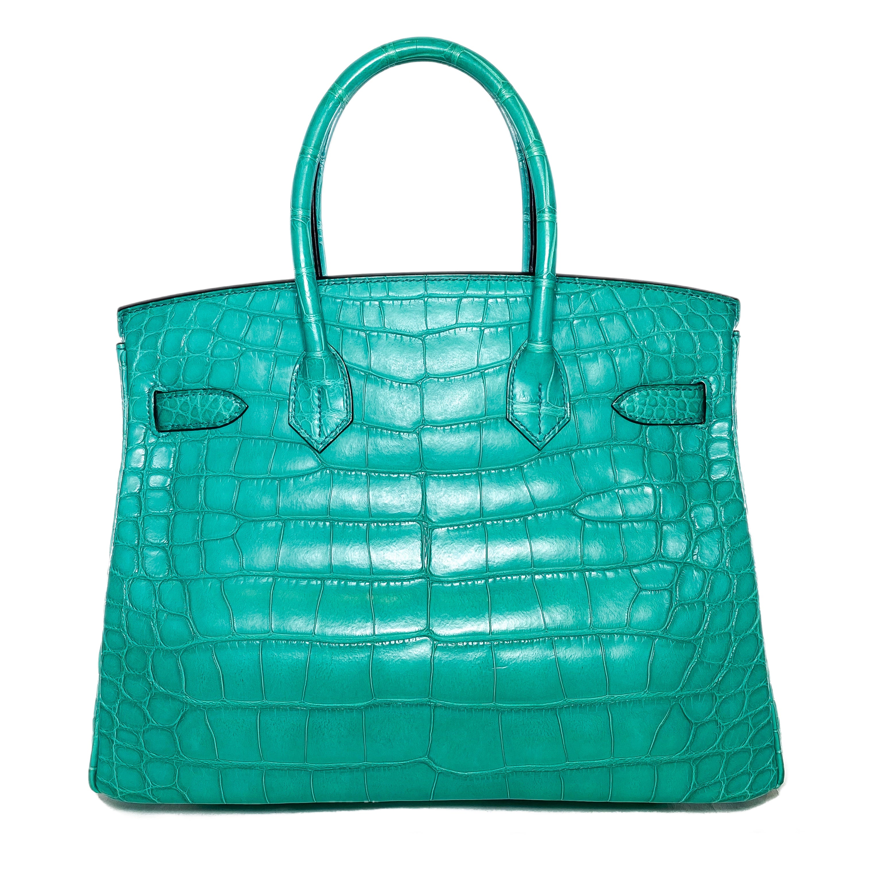 Hermes Birkin 30 Blue Paon Matte Alligator Gold Hardware