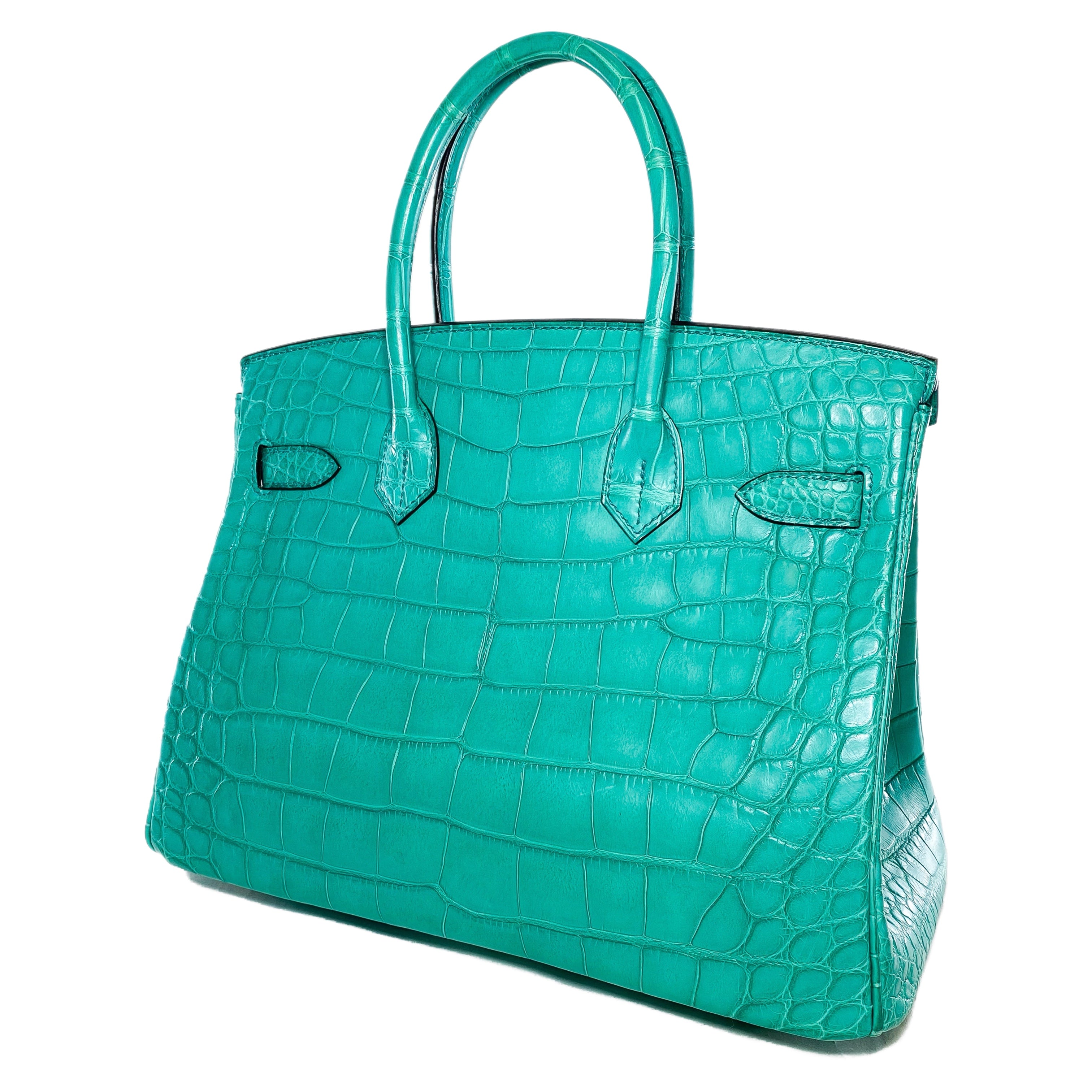 Hermes Birkin 30 Blue Paon Matte Alligator Gold Hardware