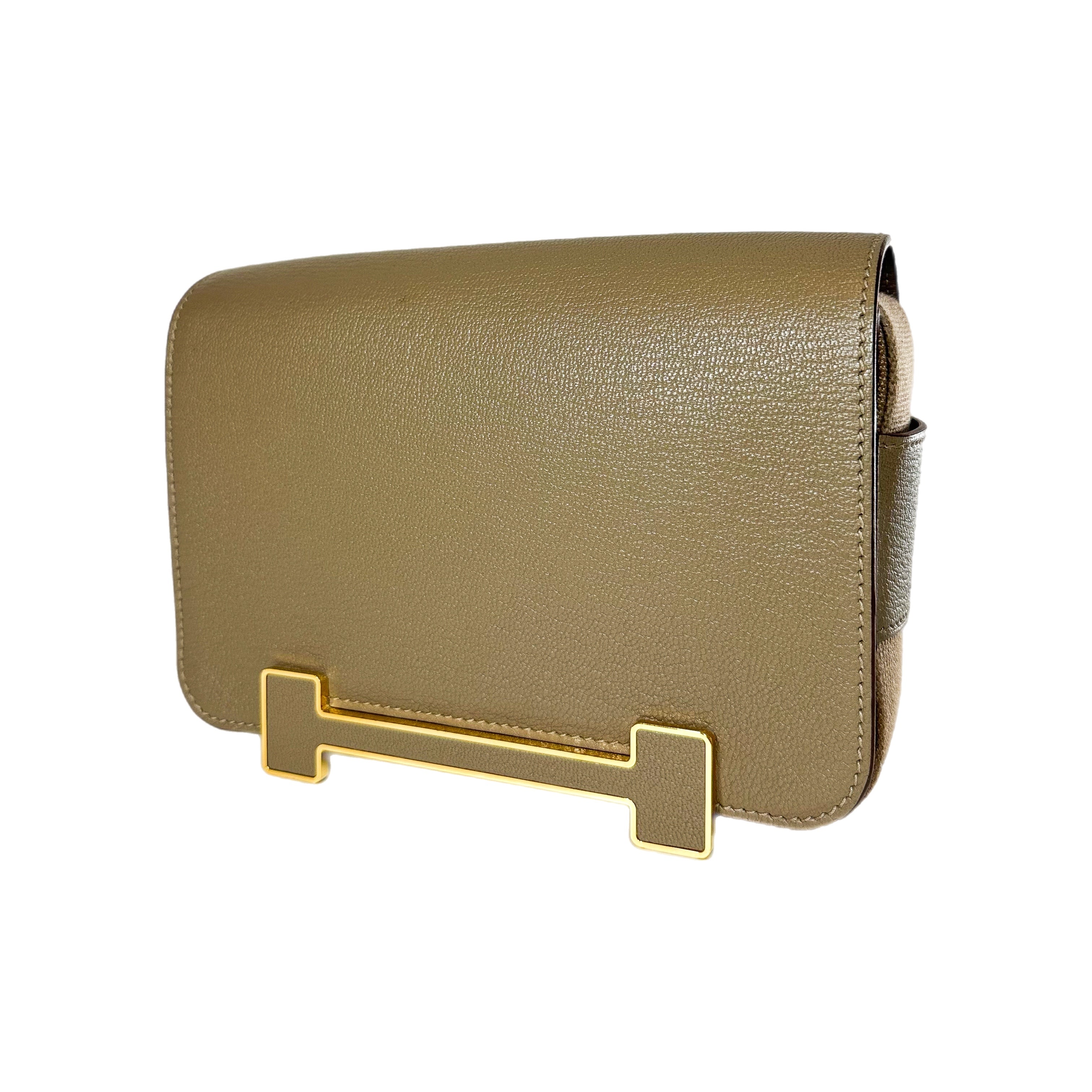 Hermes Geta Etoupe Chevre Gold Hardware