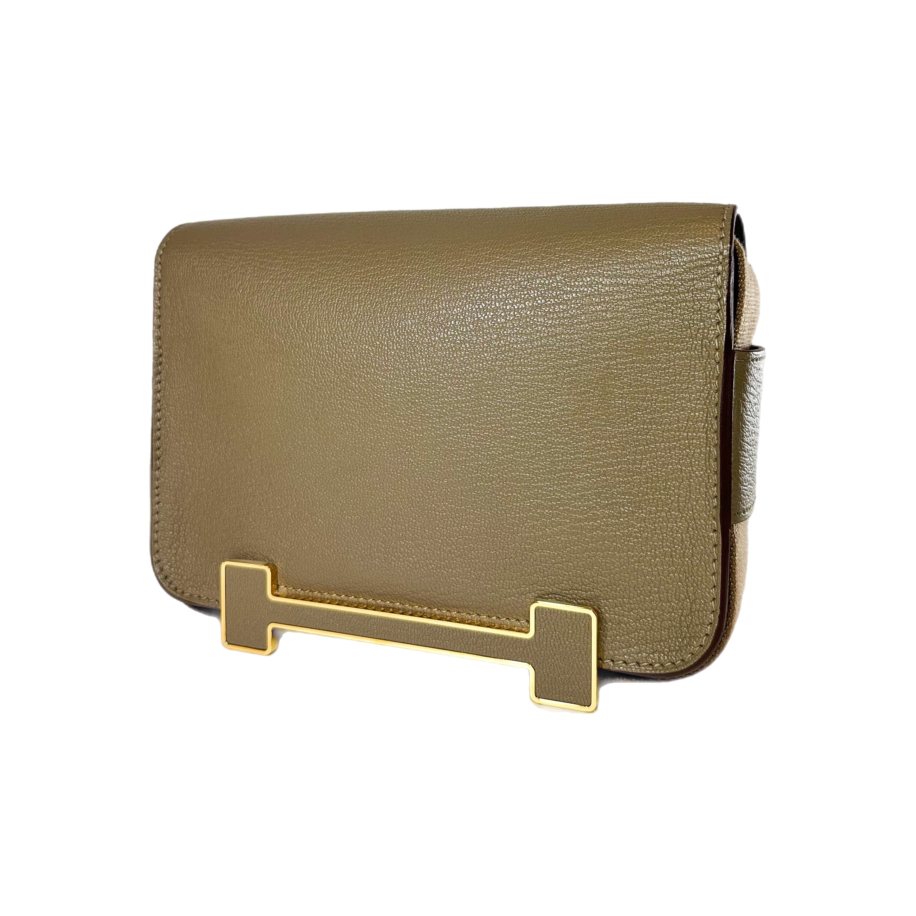 Hermes Geta Etoupe Chevre Gold Hardware