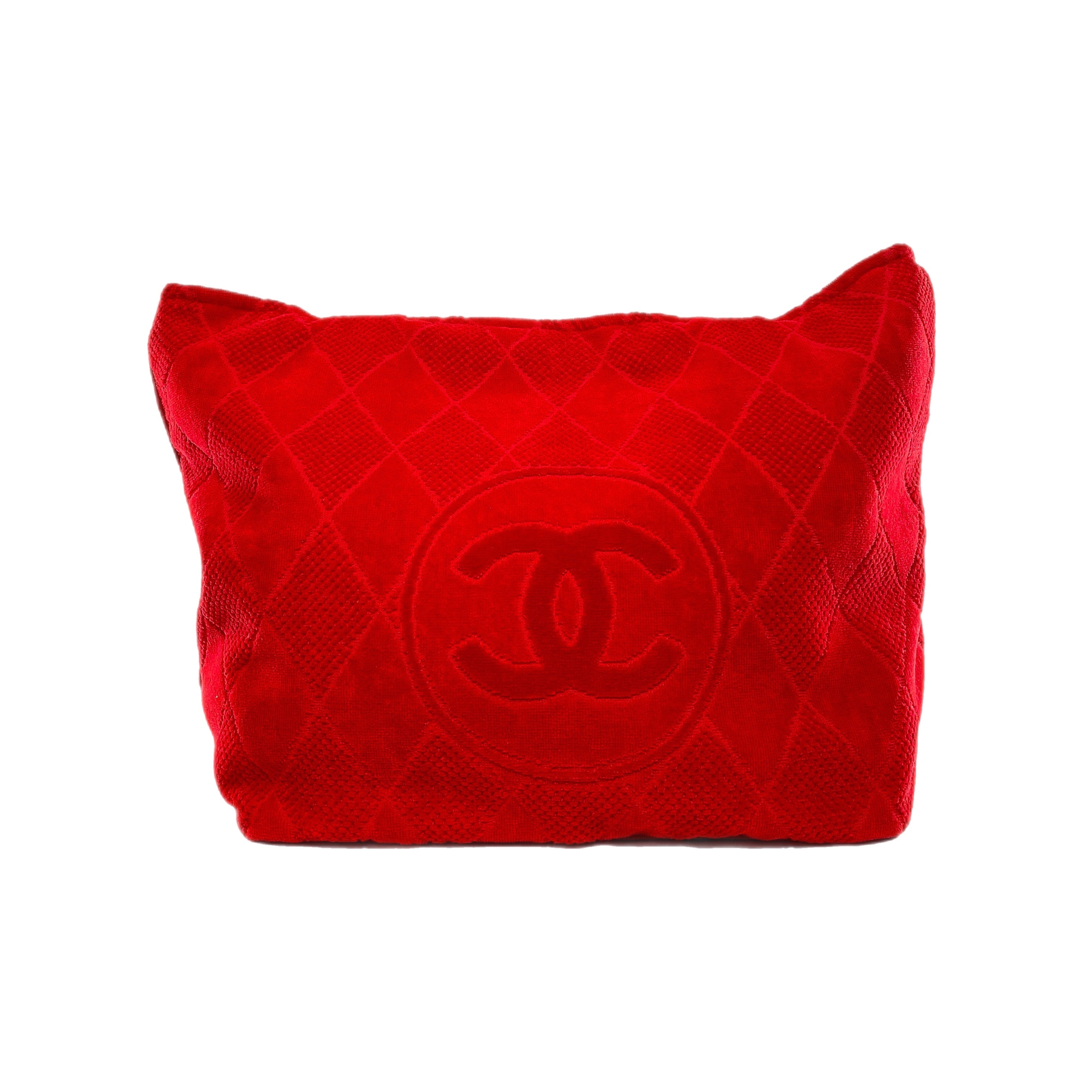 Chanel Red Terry Cloth Tote Beachwear Set