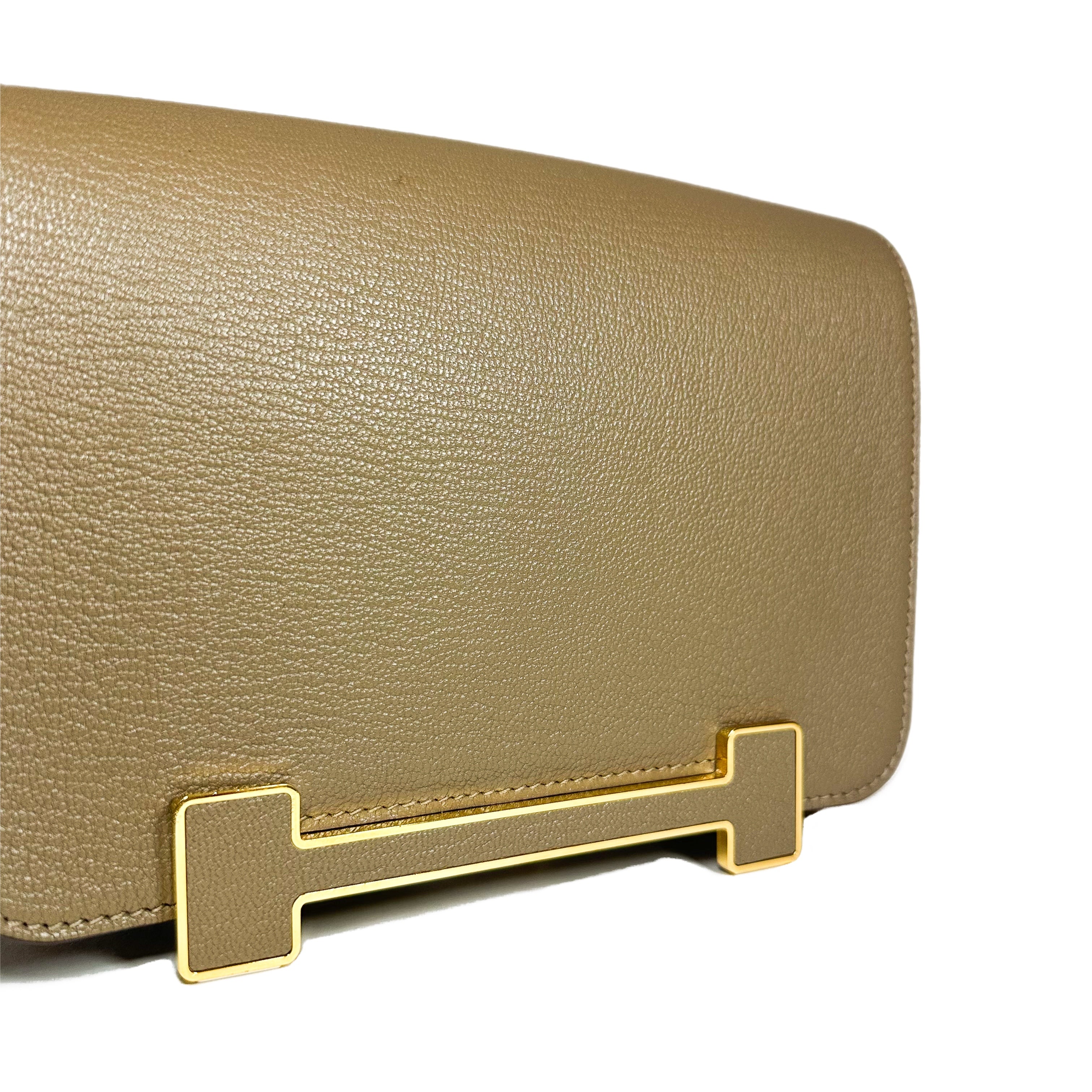 Hermes Geta Etoupe Chevre Gold Hardware