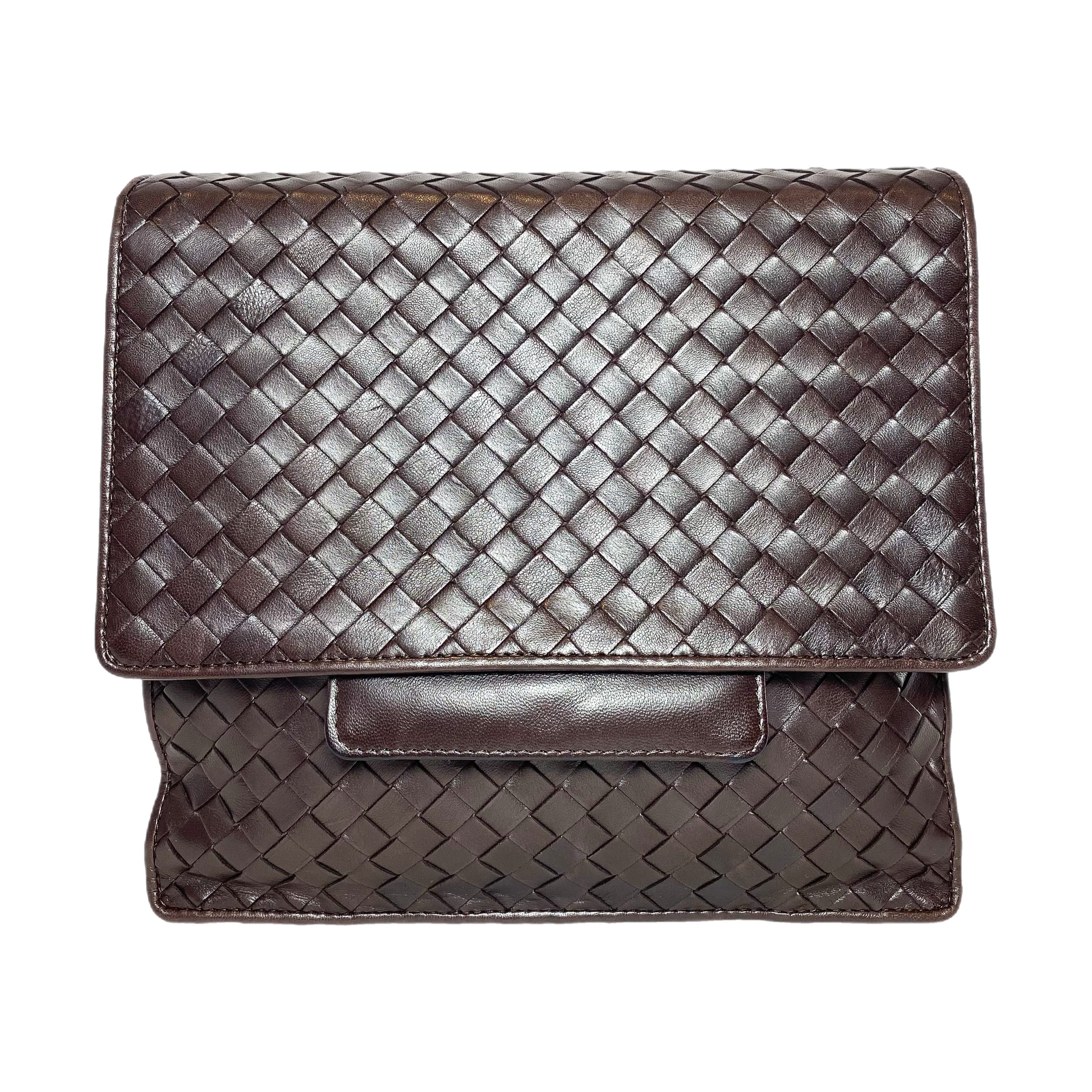 Bottega Veneta Brown Flap Bag with Chain