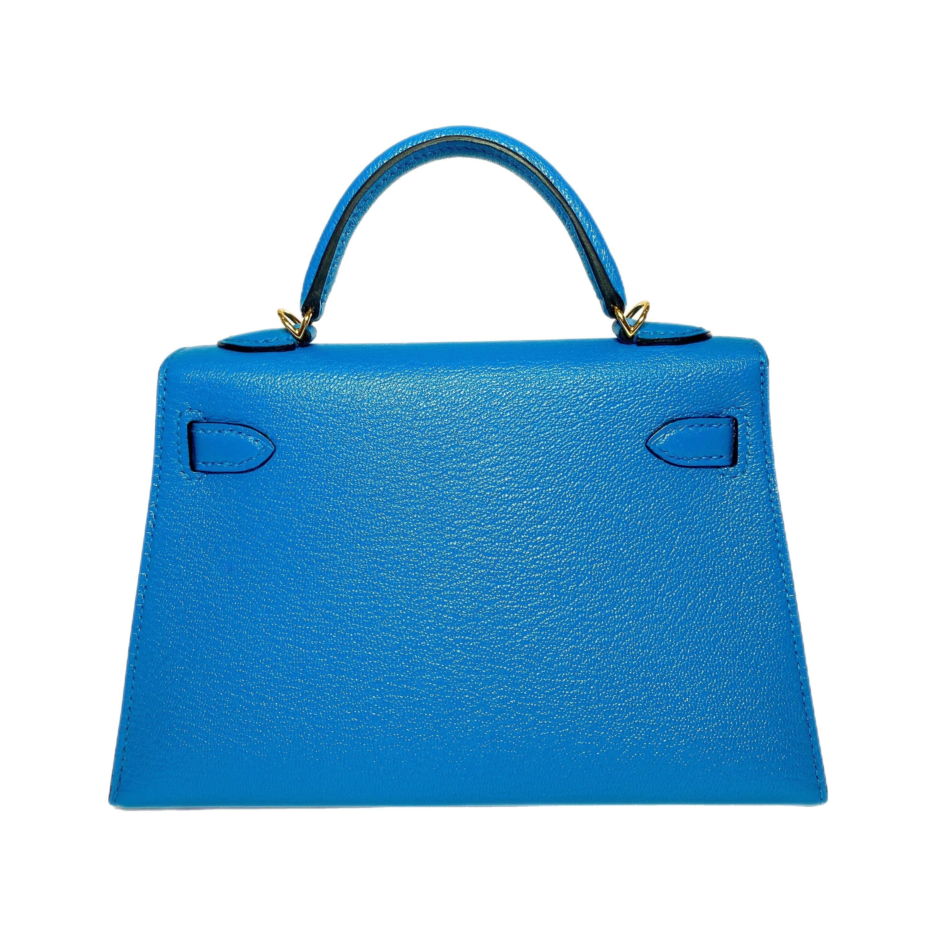 Hermes Mini kelly 20 Bleu Frida Chevre Gold Hardware