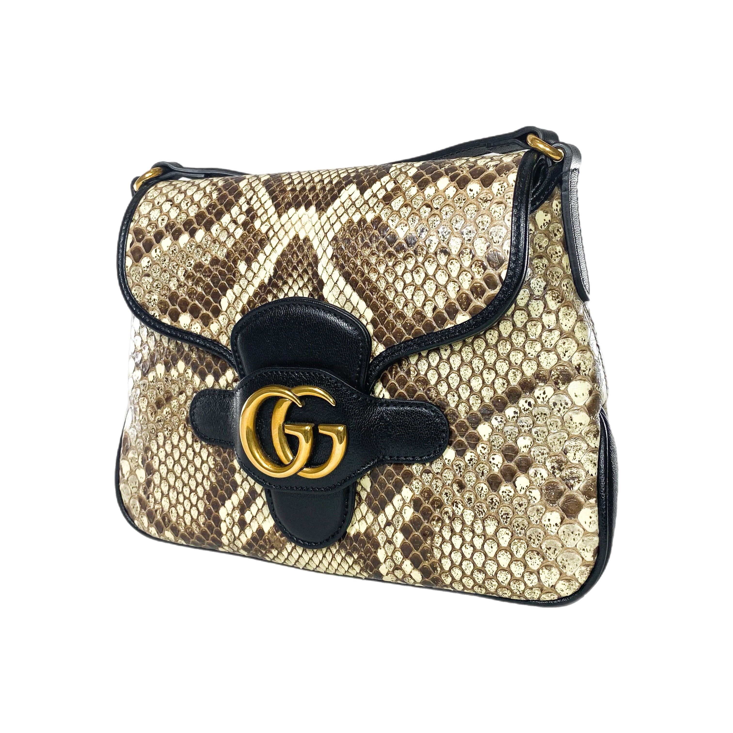 Gucci Python GG Marmont Shoulder Bag