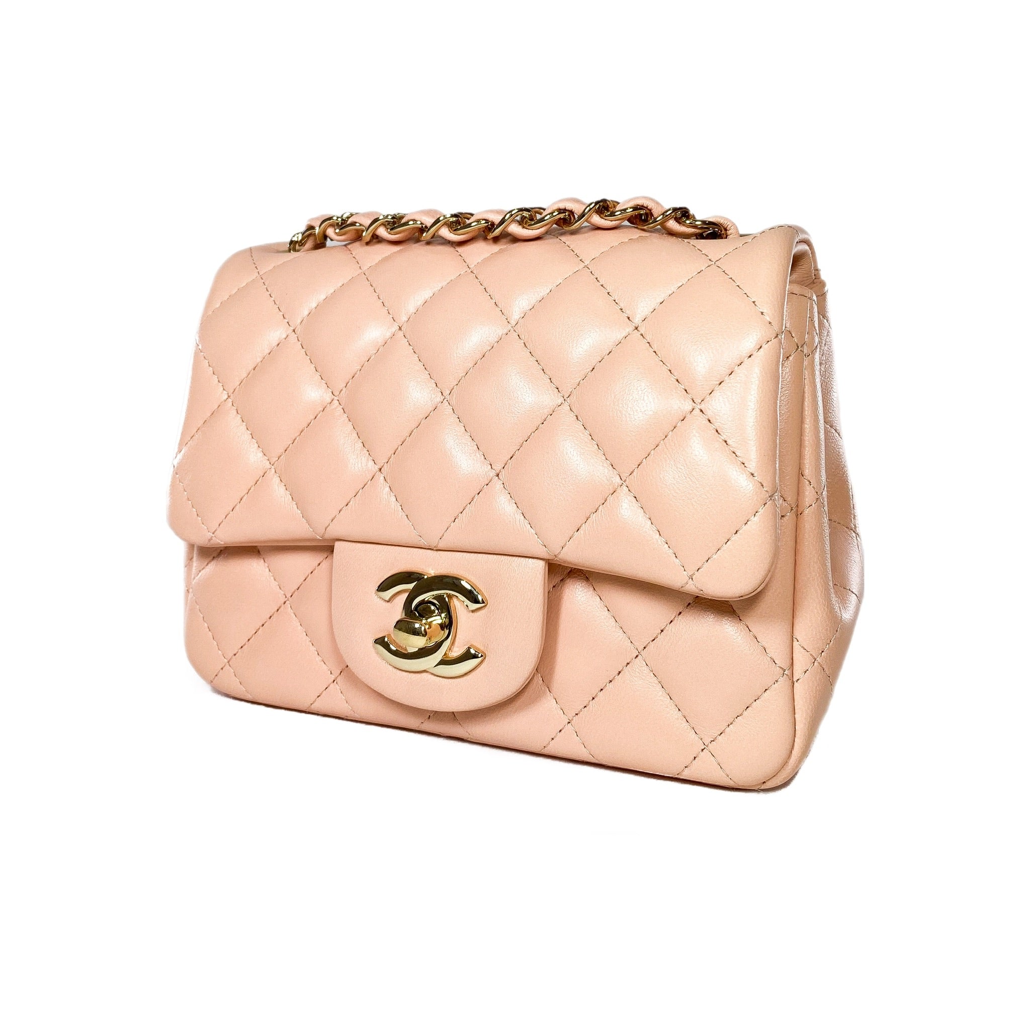 Chanel Peach Mini Square Flap Bag