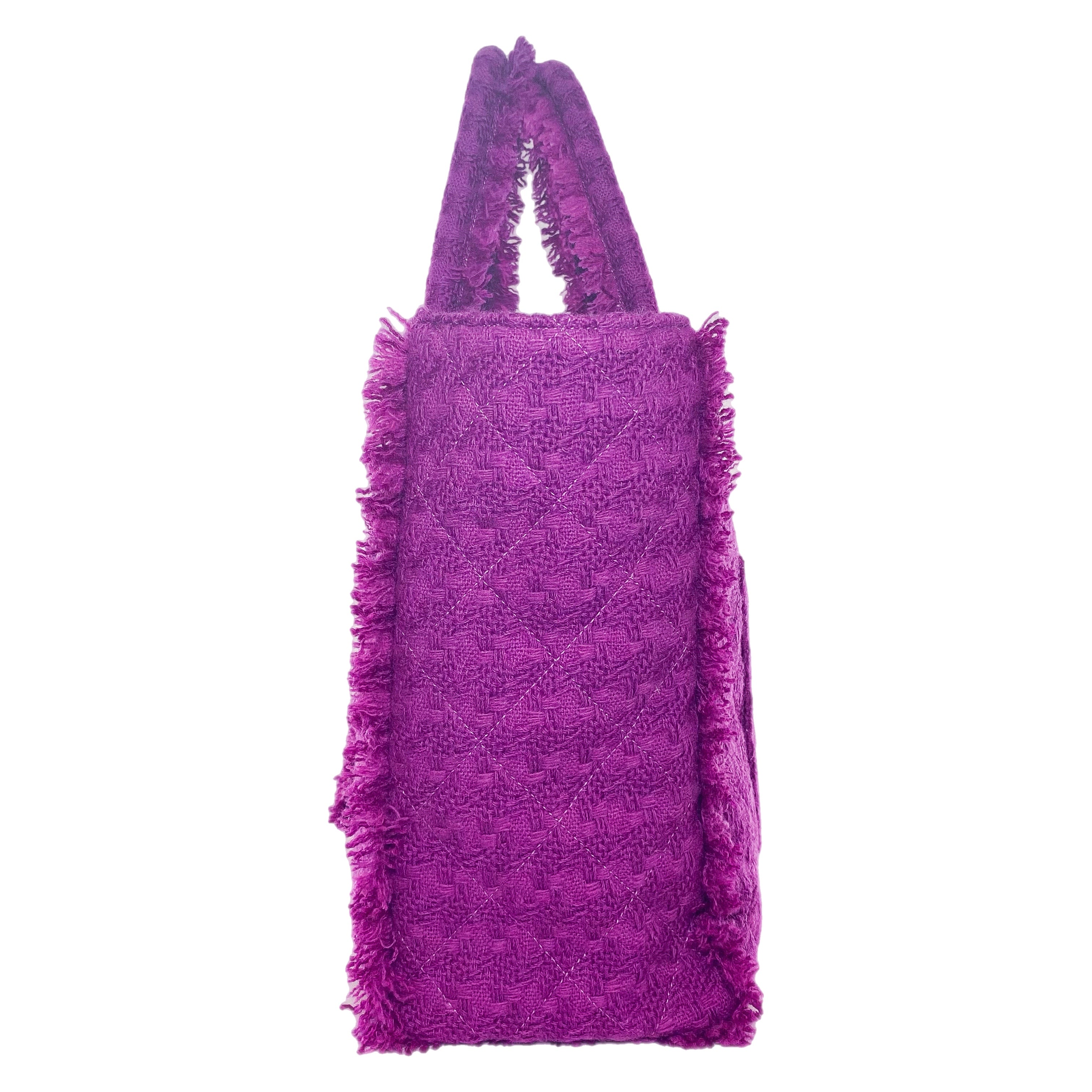 Chanel Fuchsia Tweed Wool Zipped Shopping Tote