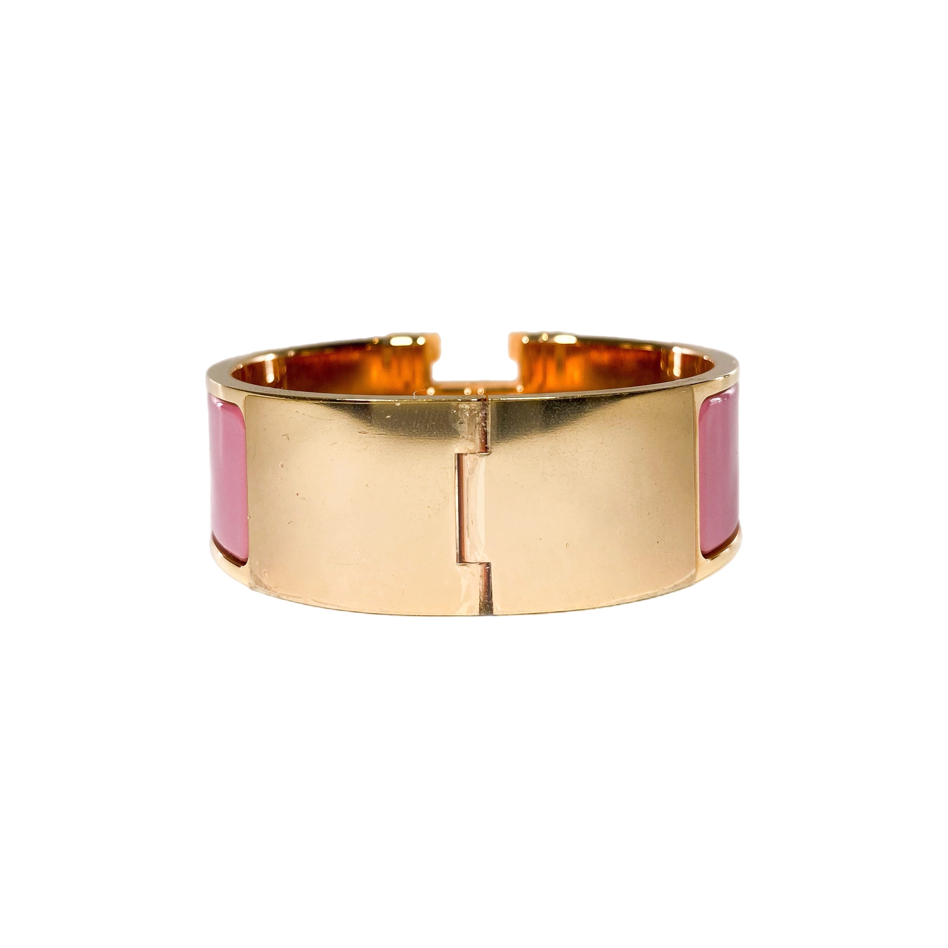 Hermes Rose Velours Wide Clic Clac H Bracelet