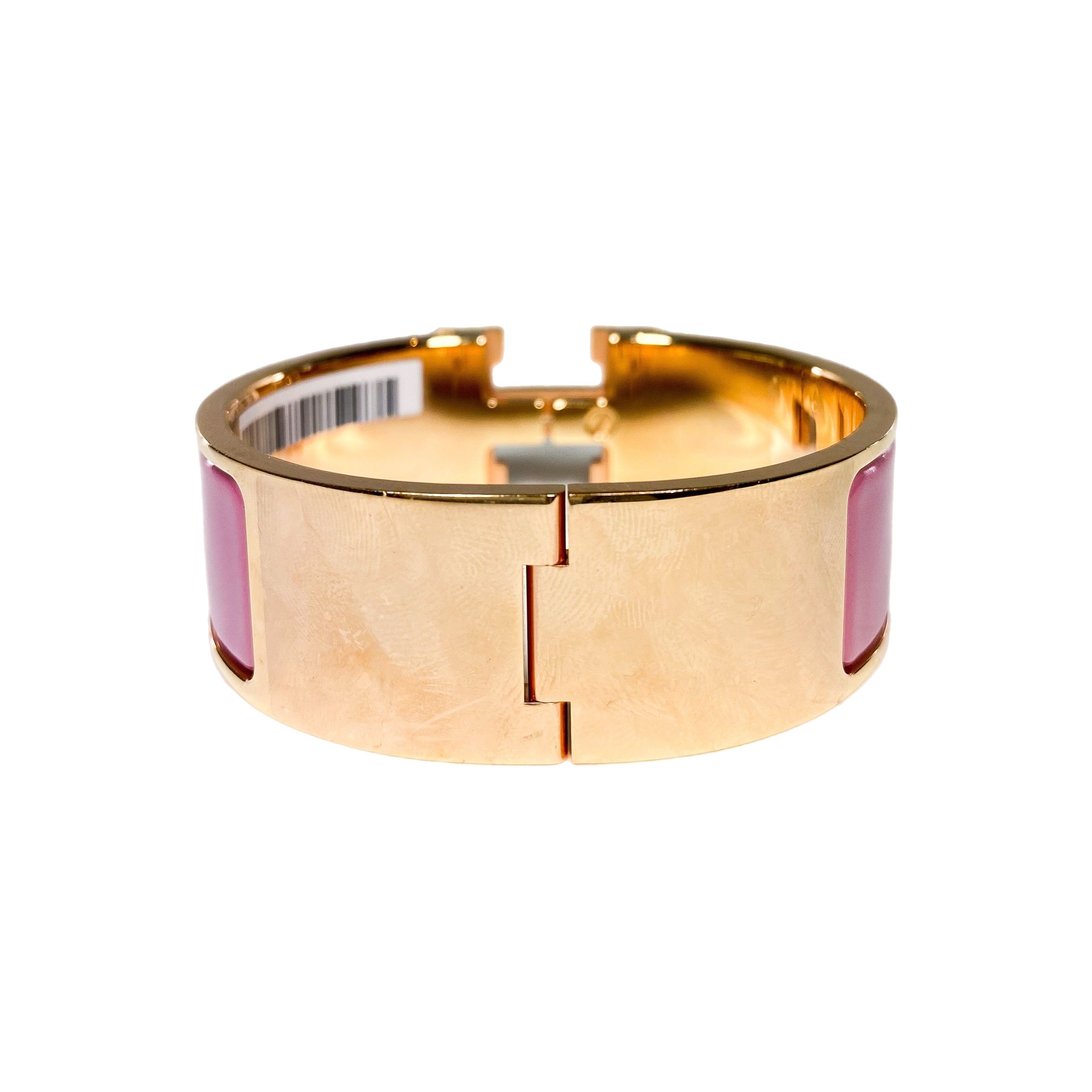 Hermes Rose Velours Wide Clic Clac H Bracelet