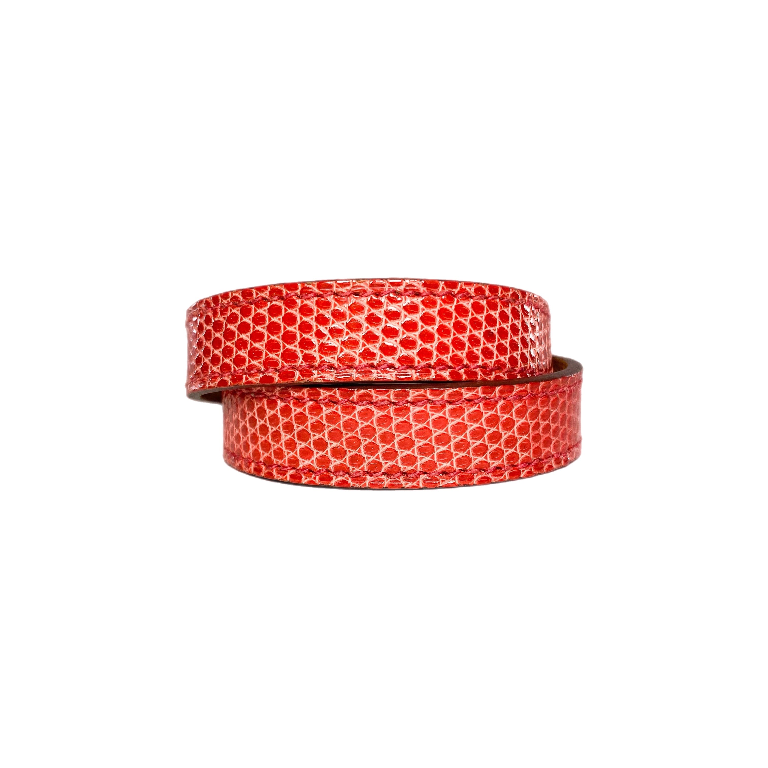 Hermes Orange Lizard Kelly Double Tour Bracelet