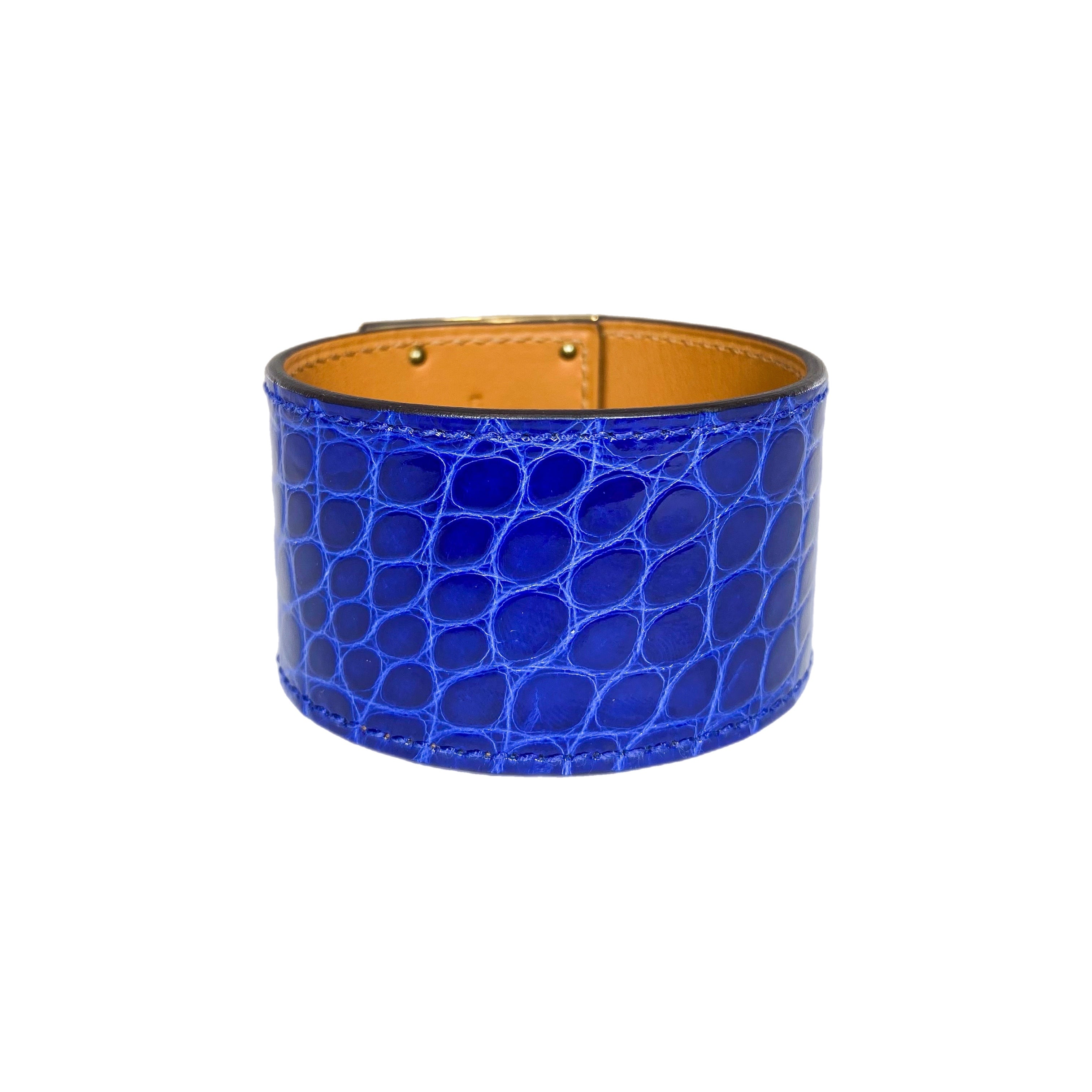 Hermes Blue Alligator Kelly Dog Cuff