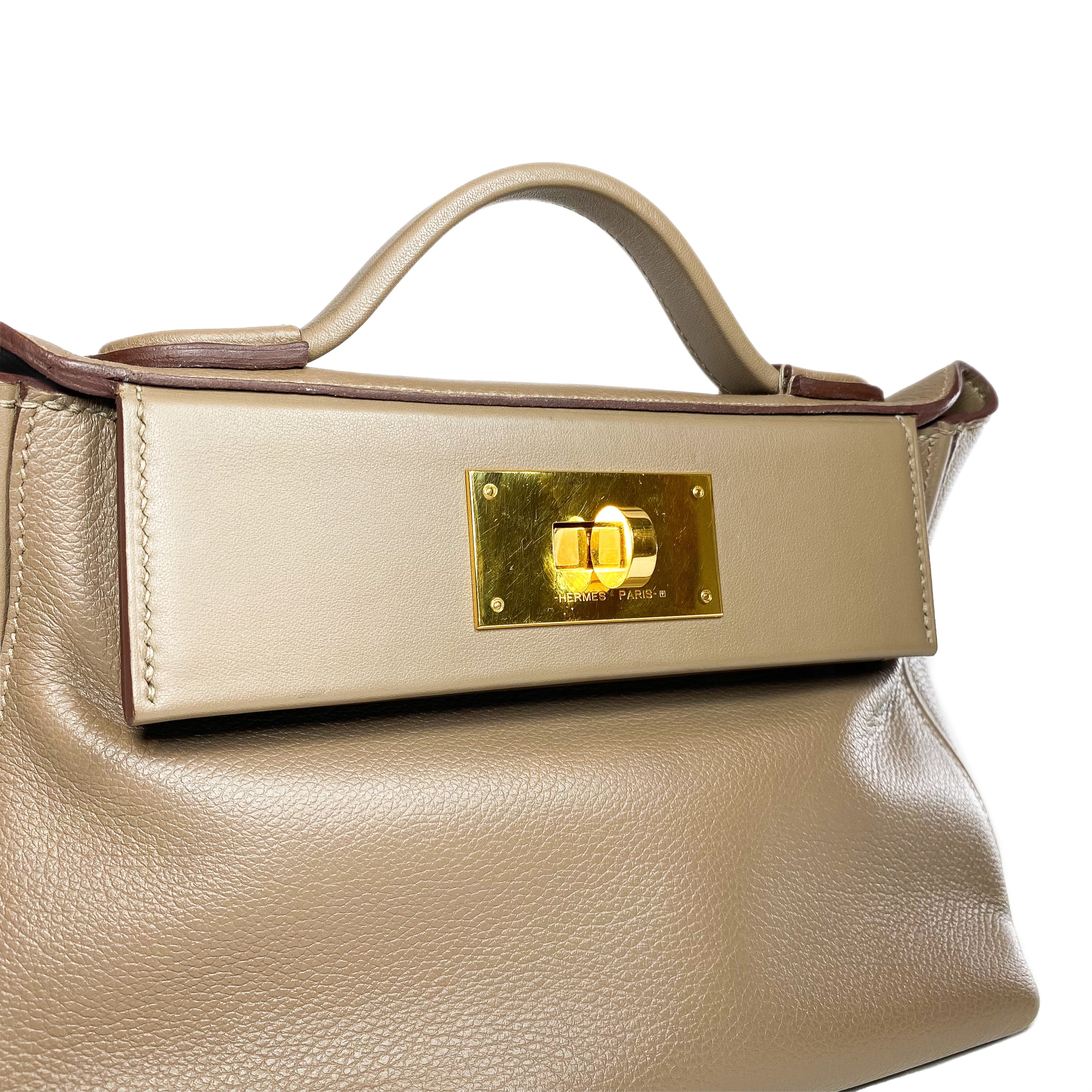 Hermes Mini 24/24 Etoupe Evercolor Gold Hardware