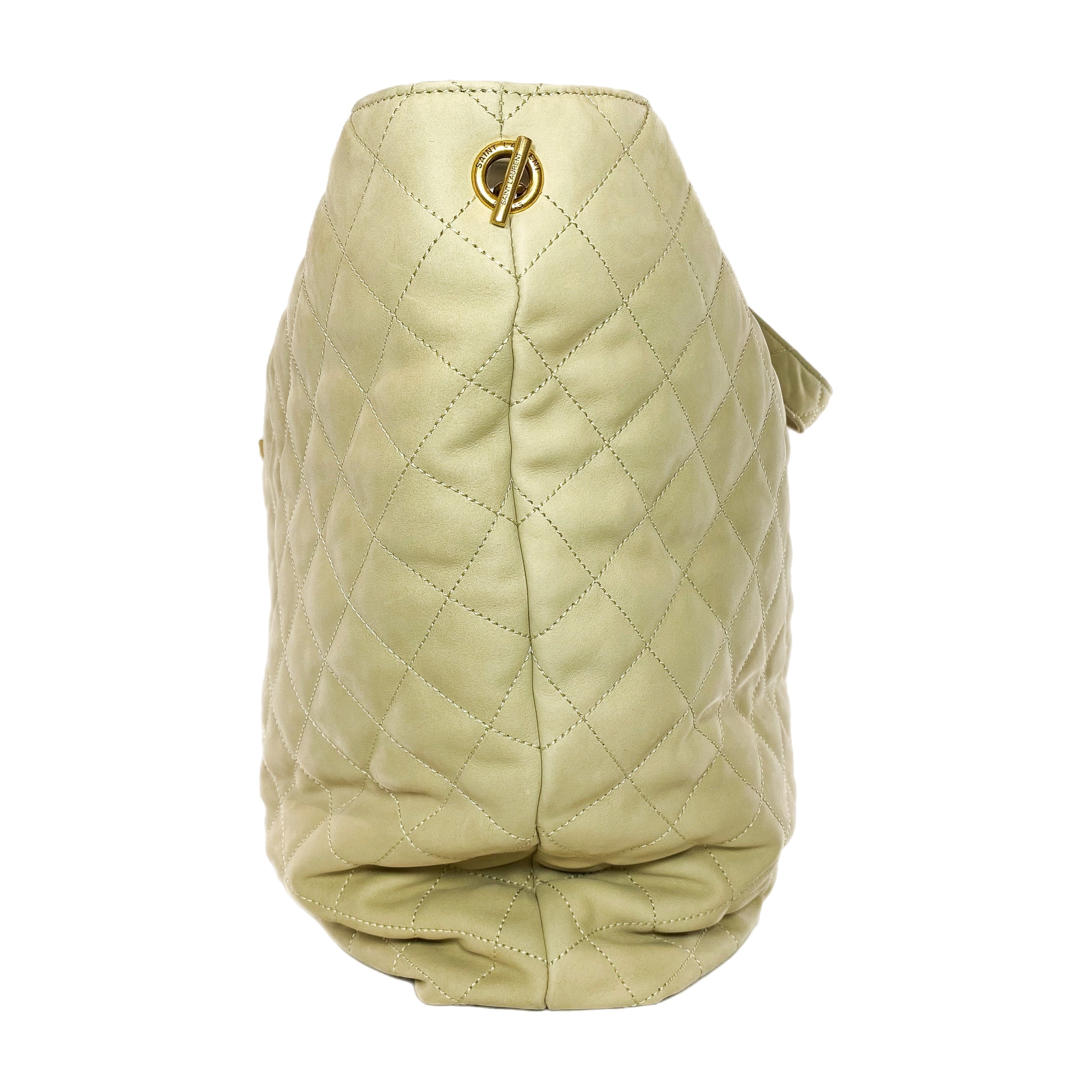 YSL Beige Nubuck Suede Quilted Maxi Icare Shopping Tote