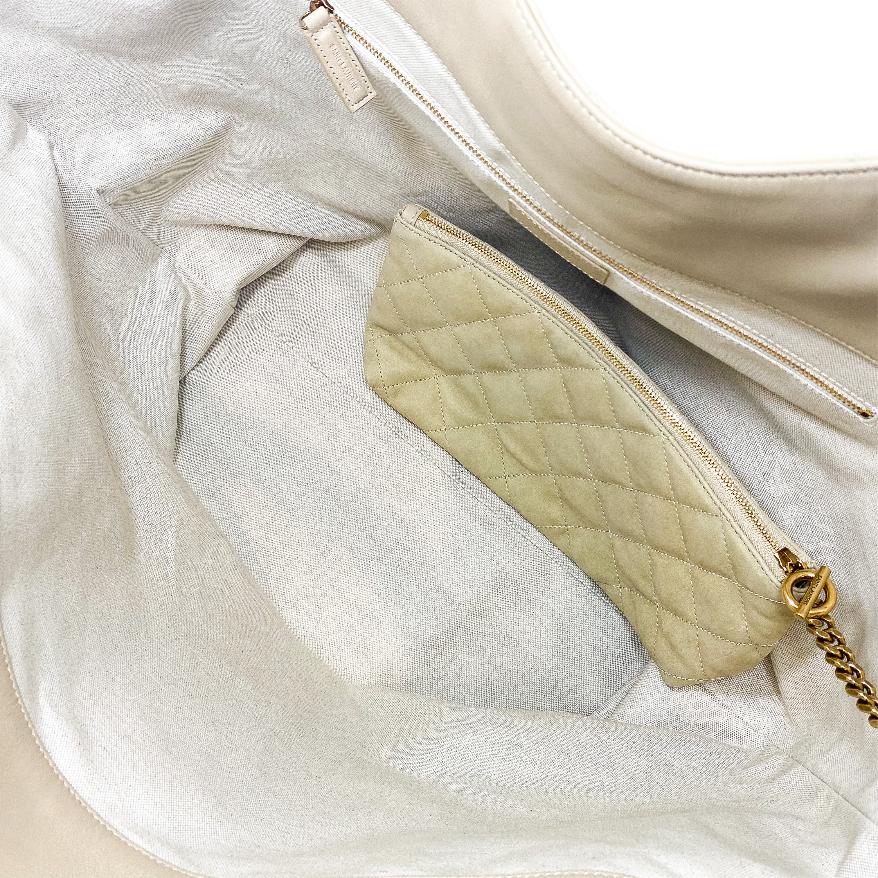 YSL Beige Nubuck Suede Quilted Maxi Icare Shopping Tote