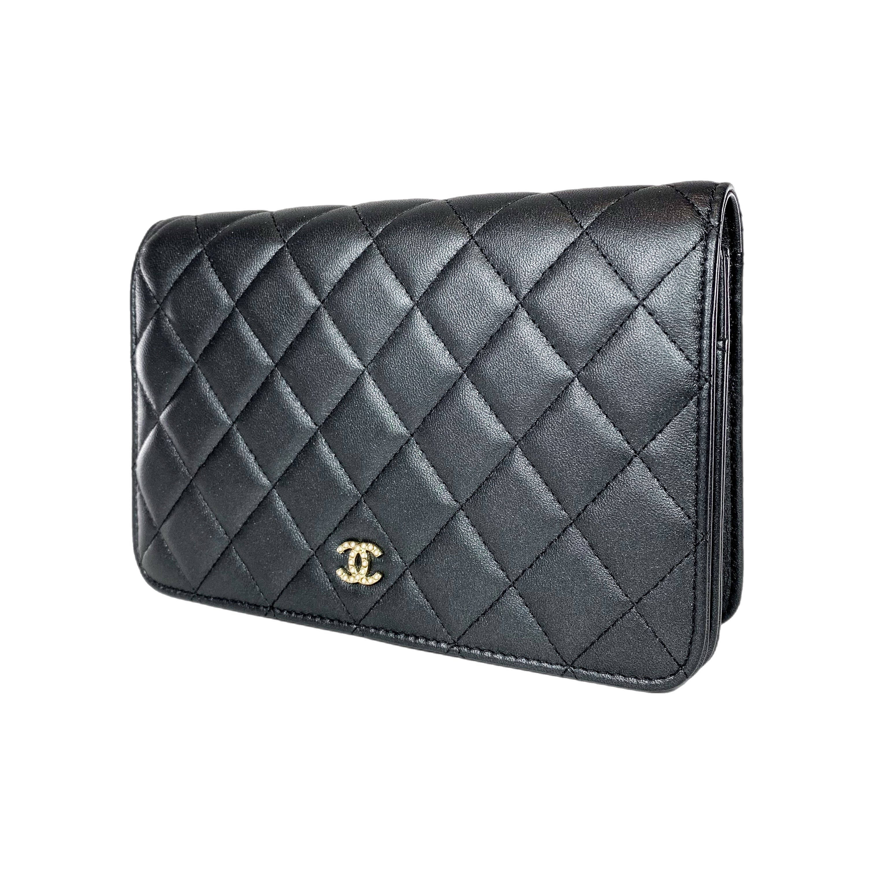 Chanel Graphite Pearl Chain Wallet on Chain