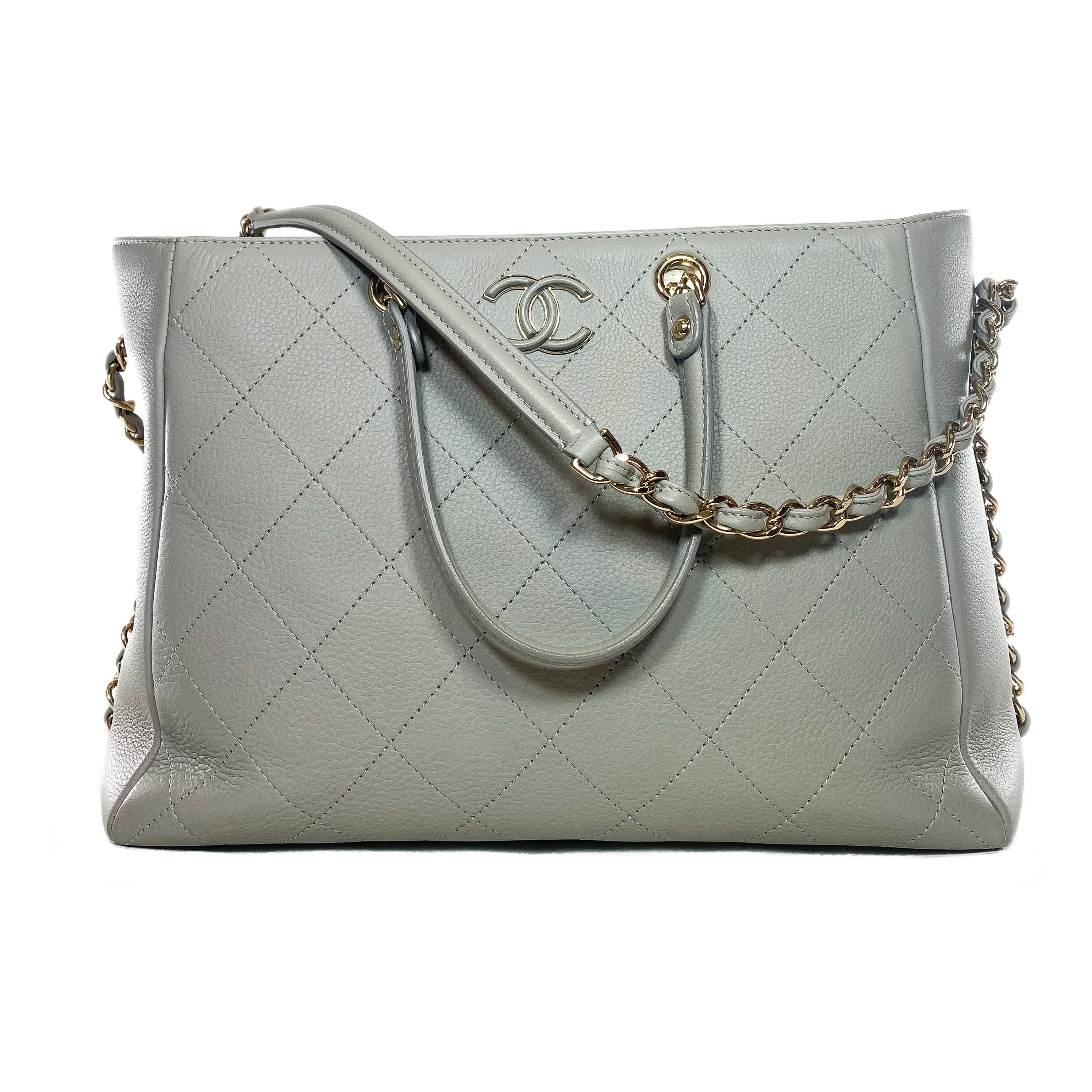 Chanel tote bag light store gray