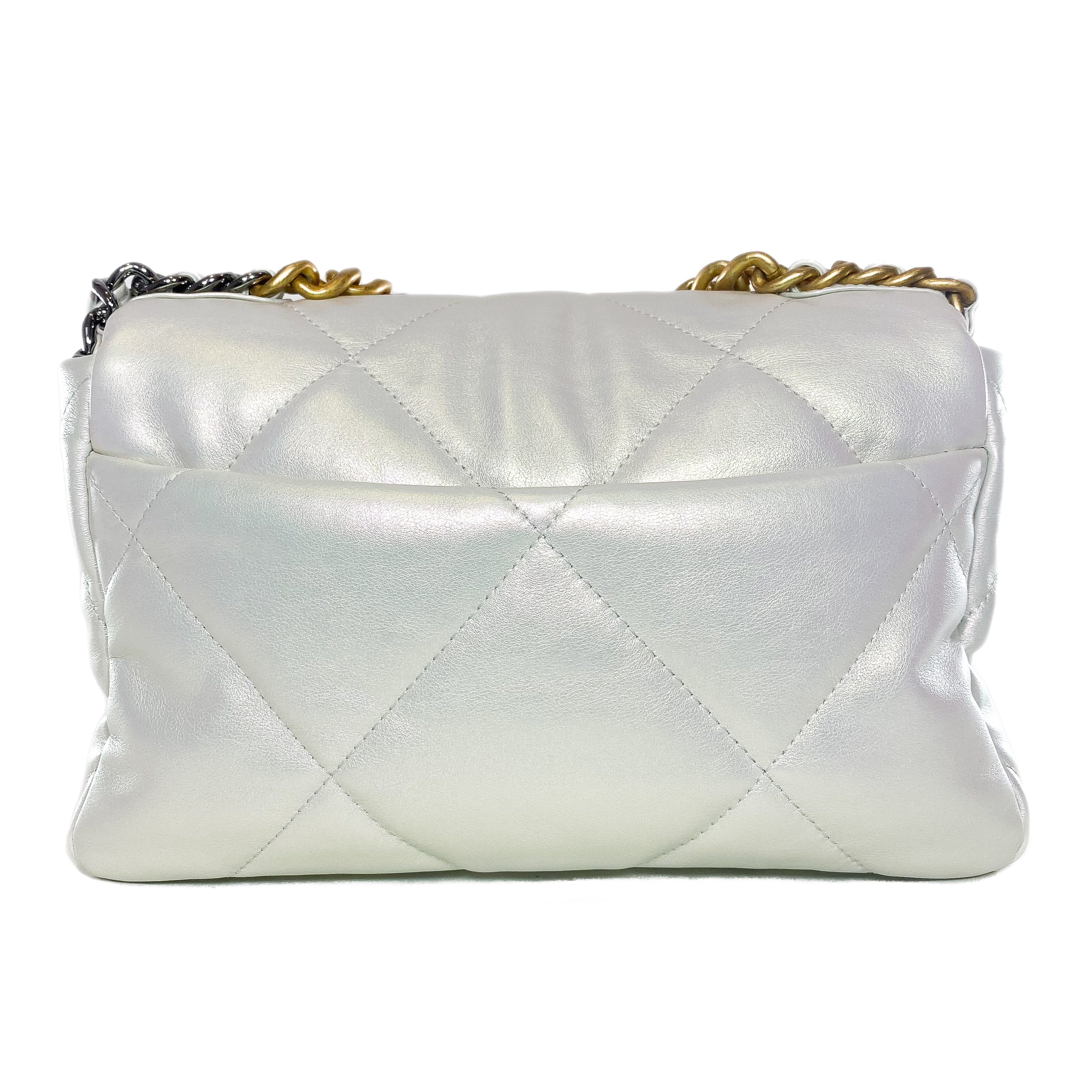 Chanel 19 Iridescent White Medium Flap Bag