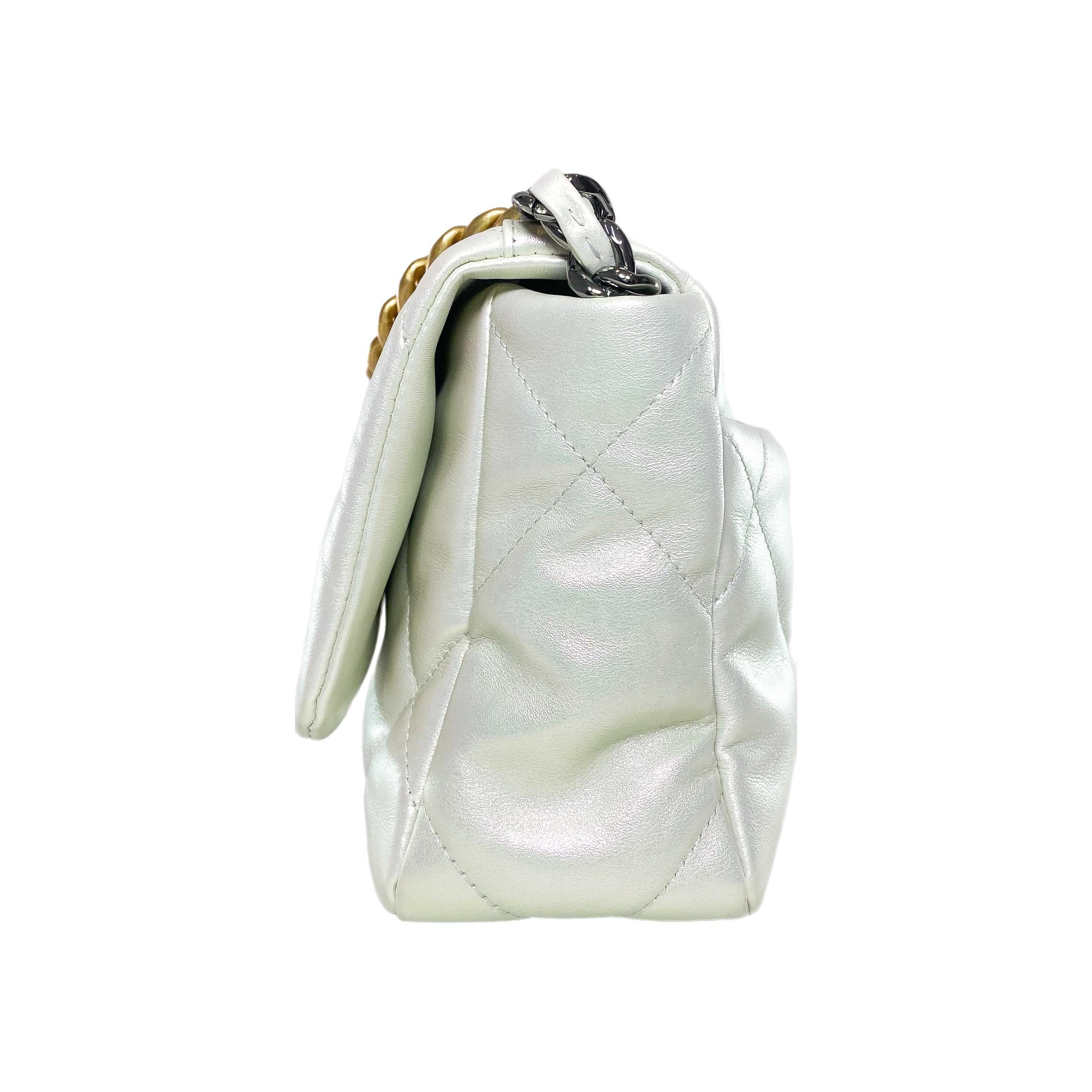 Chanel 19 Iridescent White Medium Flap Bag