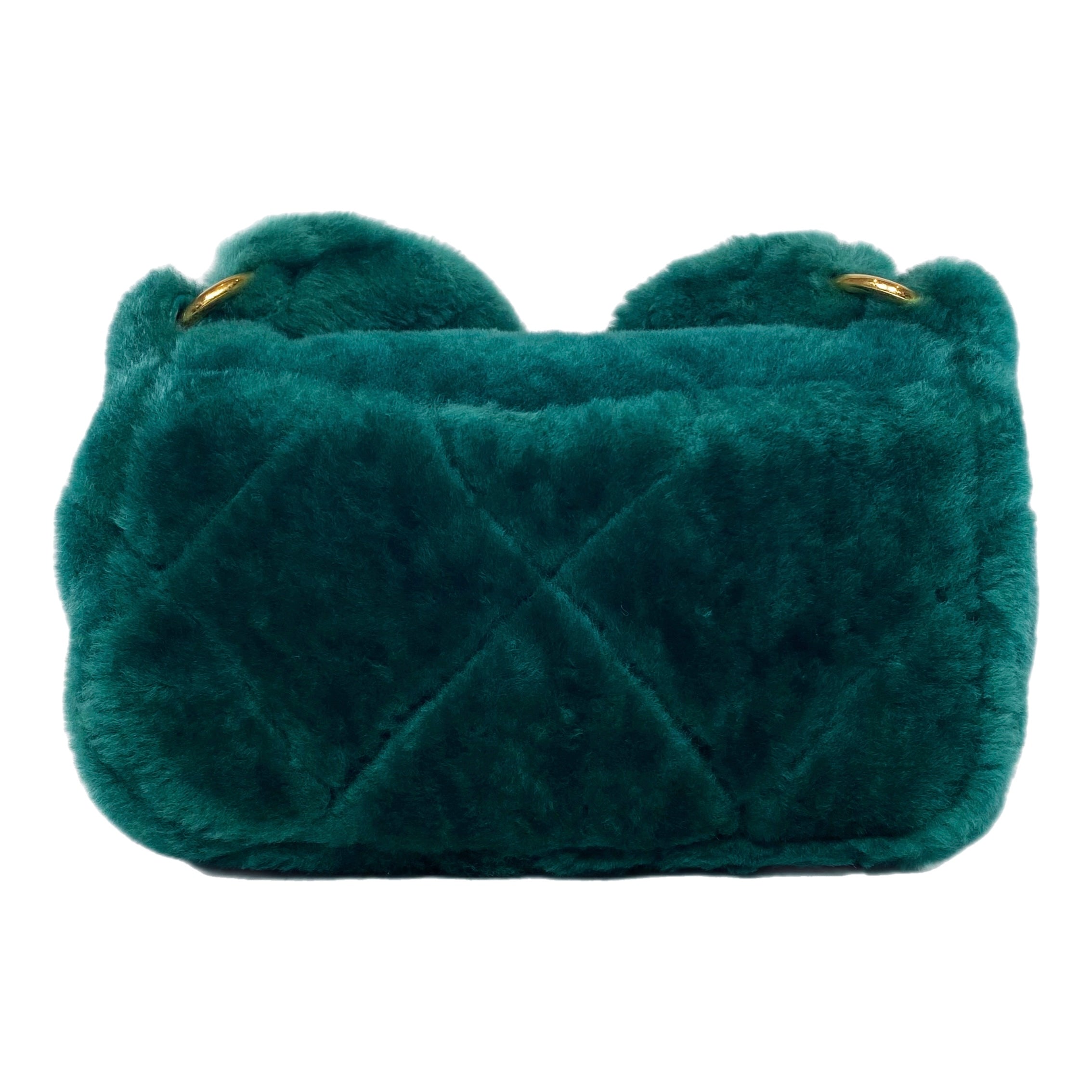 Chanel Green Shearling Quilted Crossbody Bag