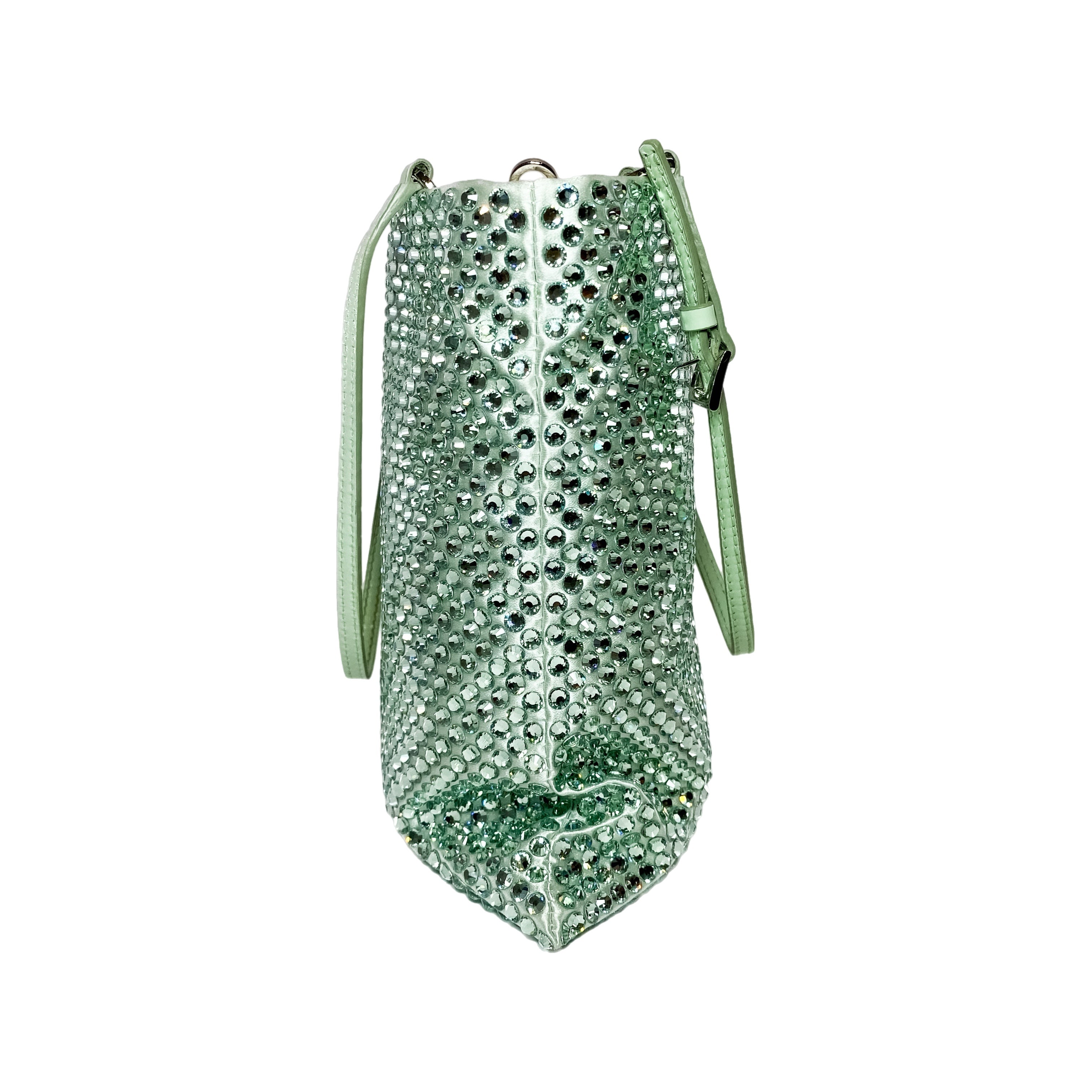 Prada Green Metal Triangle Logo Chain Crossbody