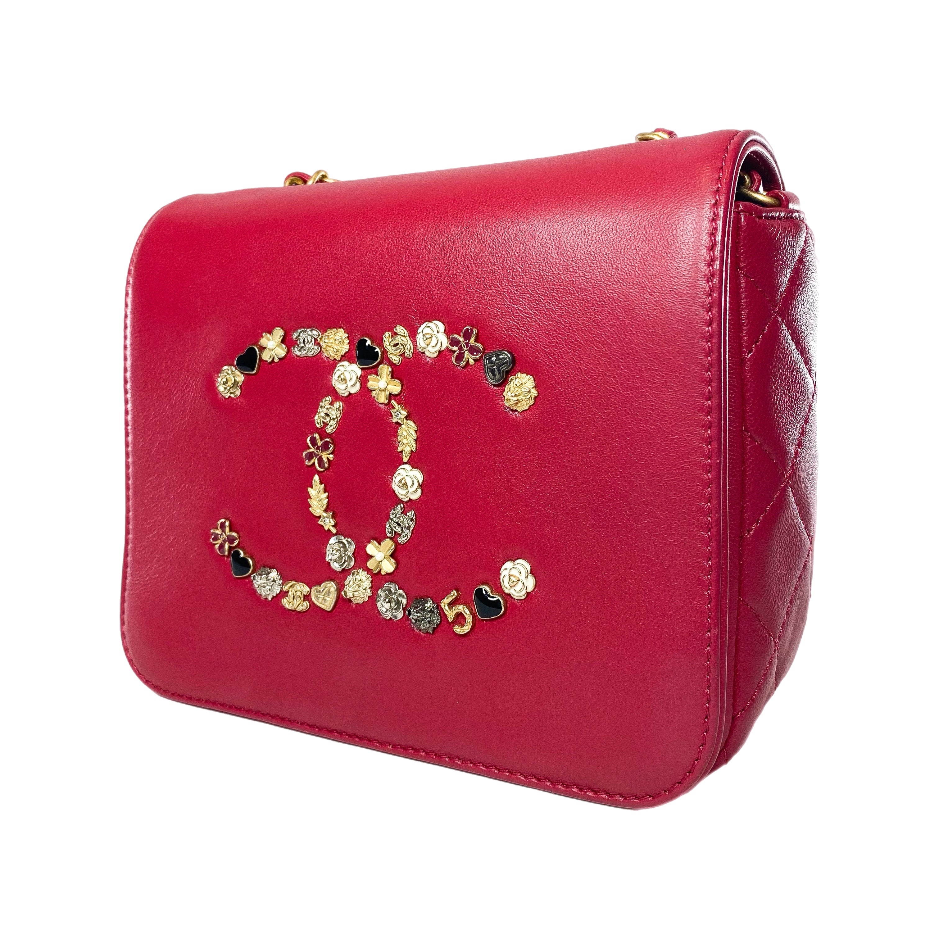 Chanel Raspberry Lucky Charms Crossbody Messenger Flap Bag