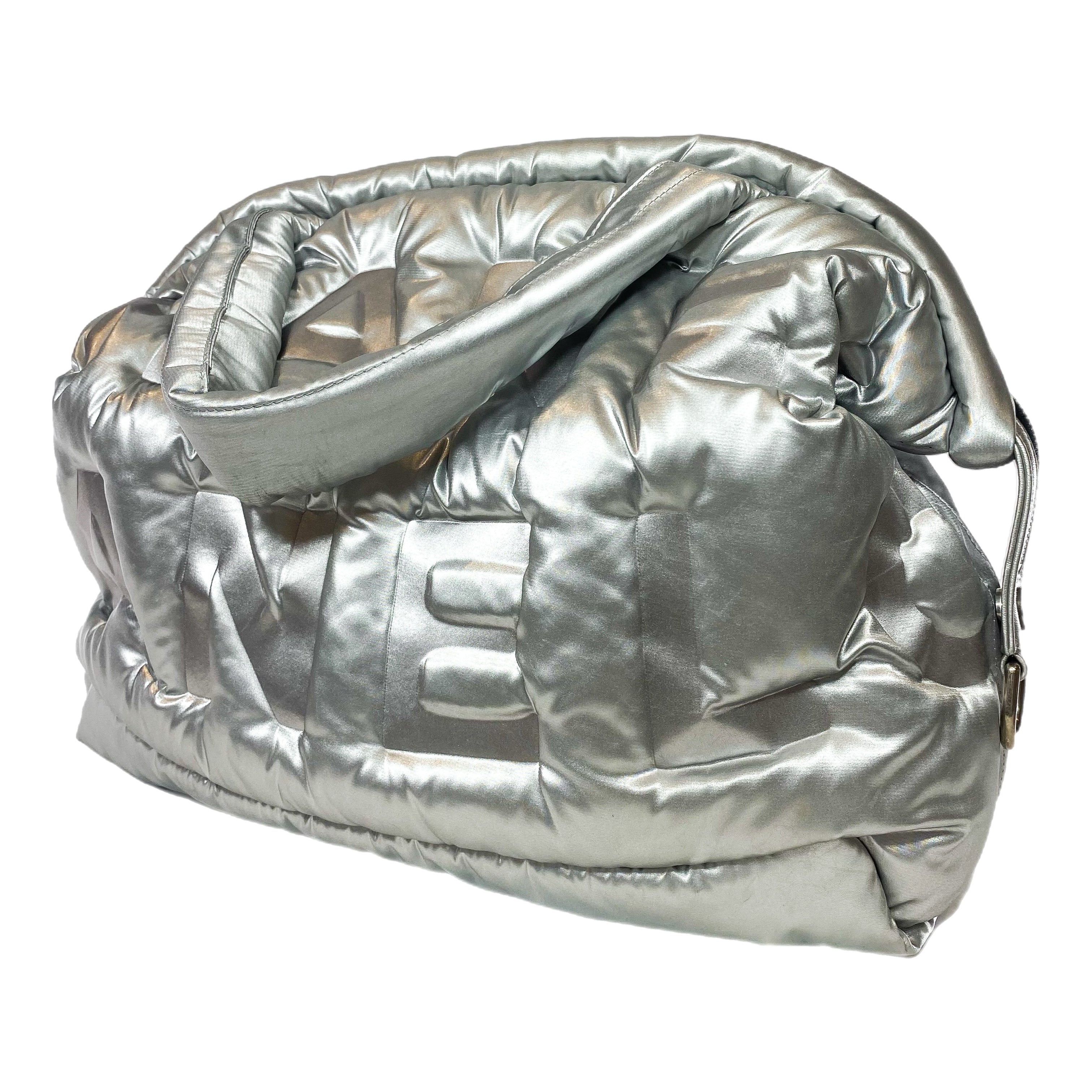 Chanel Silver Doudoune Nylon Puffer Tote