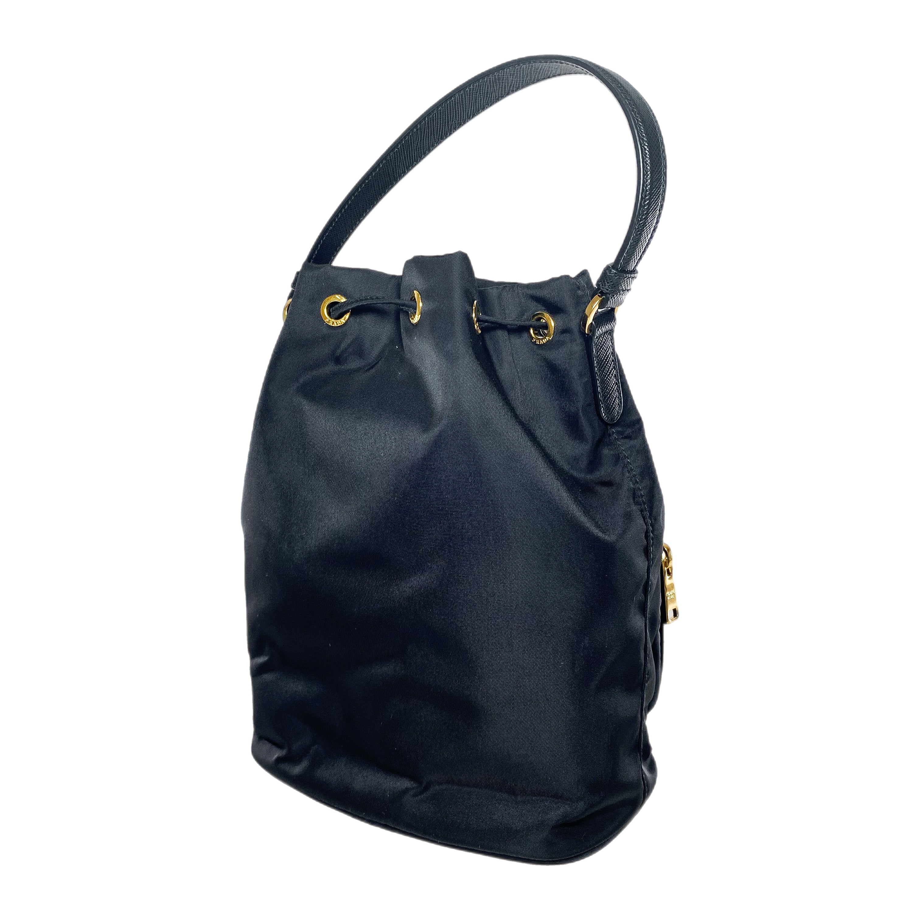 Prada Black Re-Nylon Duet Bucket Bag