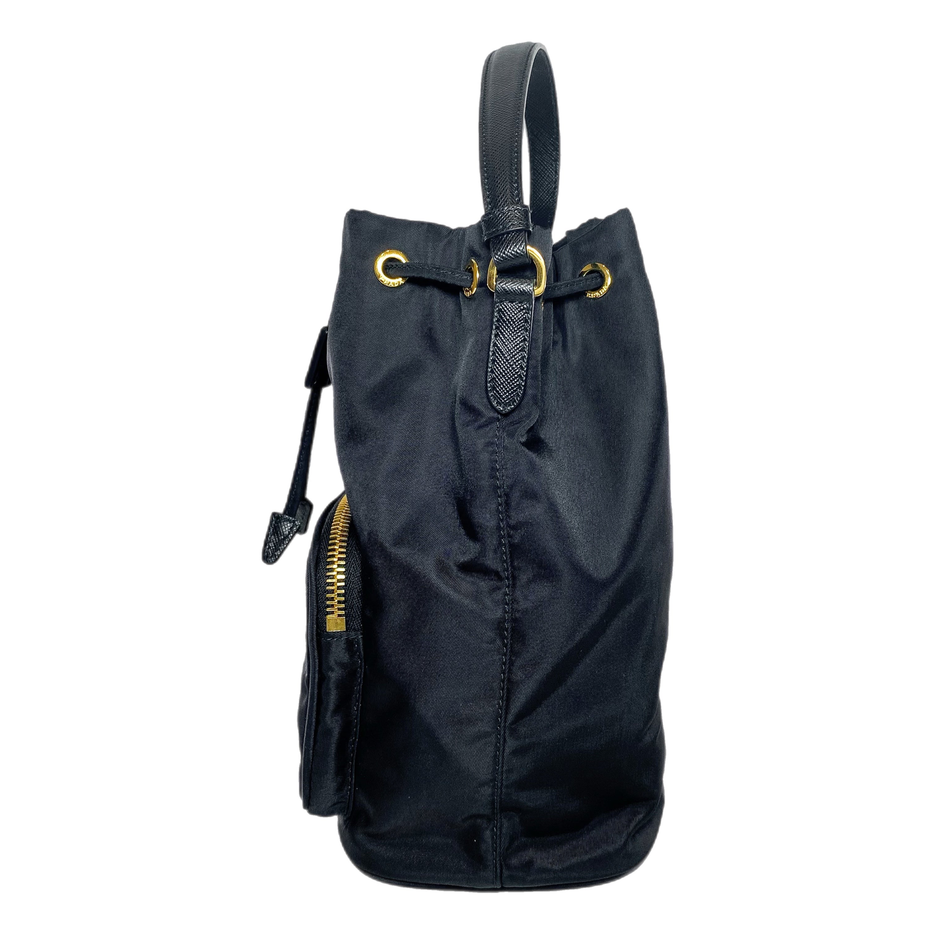 Prada Black Re-Nylon Duet Bucket Bag