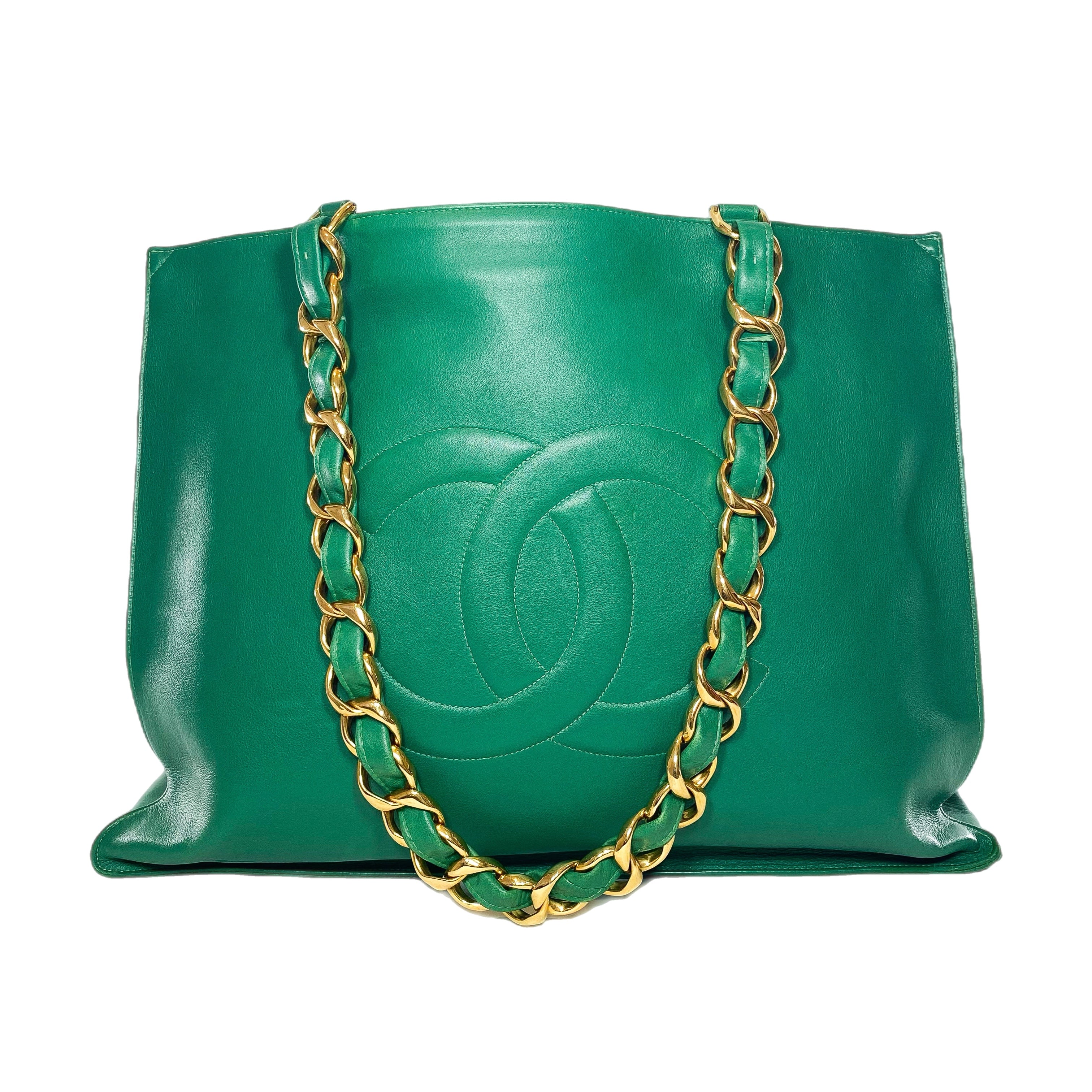 Chanel Green Jumbo XL Timeless Shopping Tote