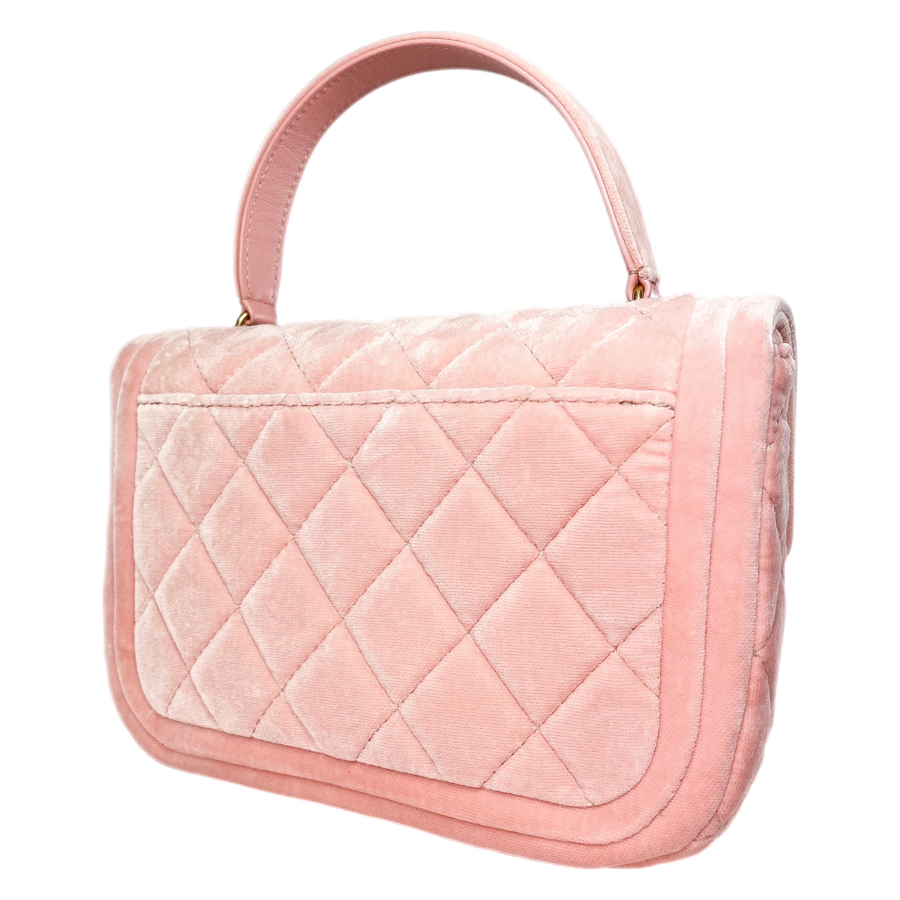 Pink velvet chanel bag sale