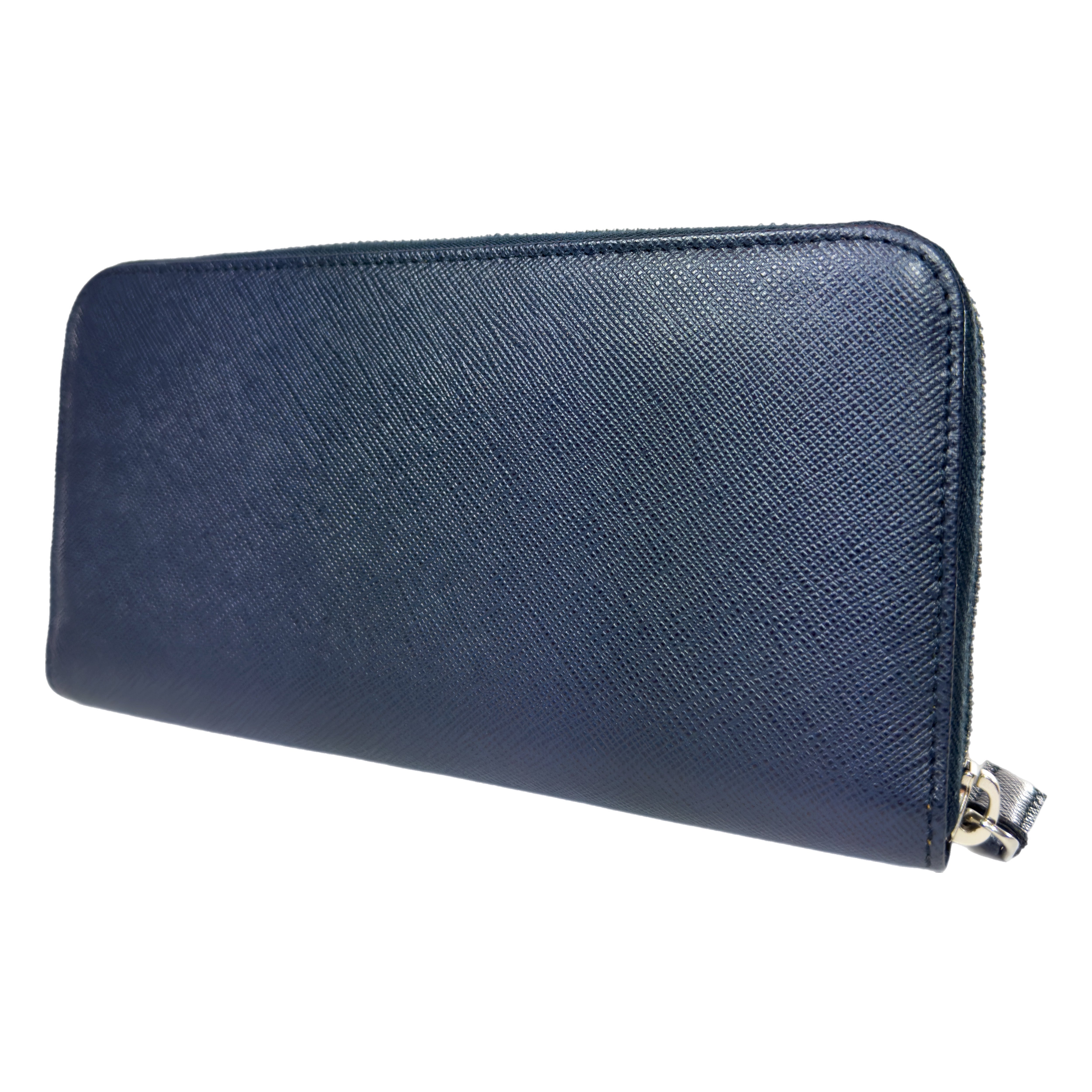 Prada Blue Long Zip Wallet