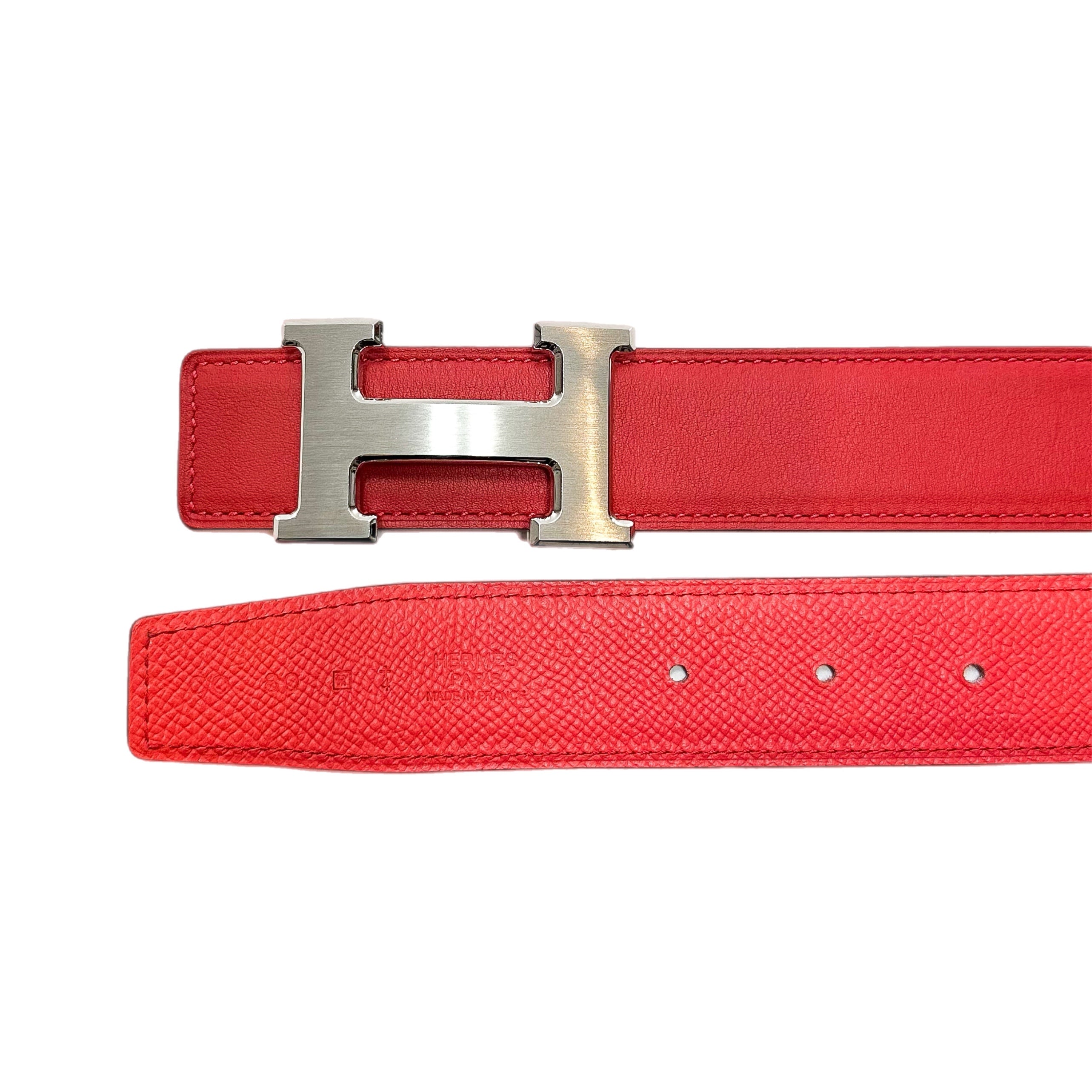 Hermes Rose Jaipur Vermilion Reversible Belt