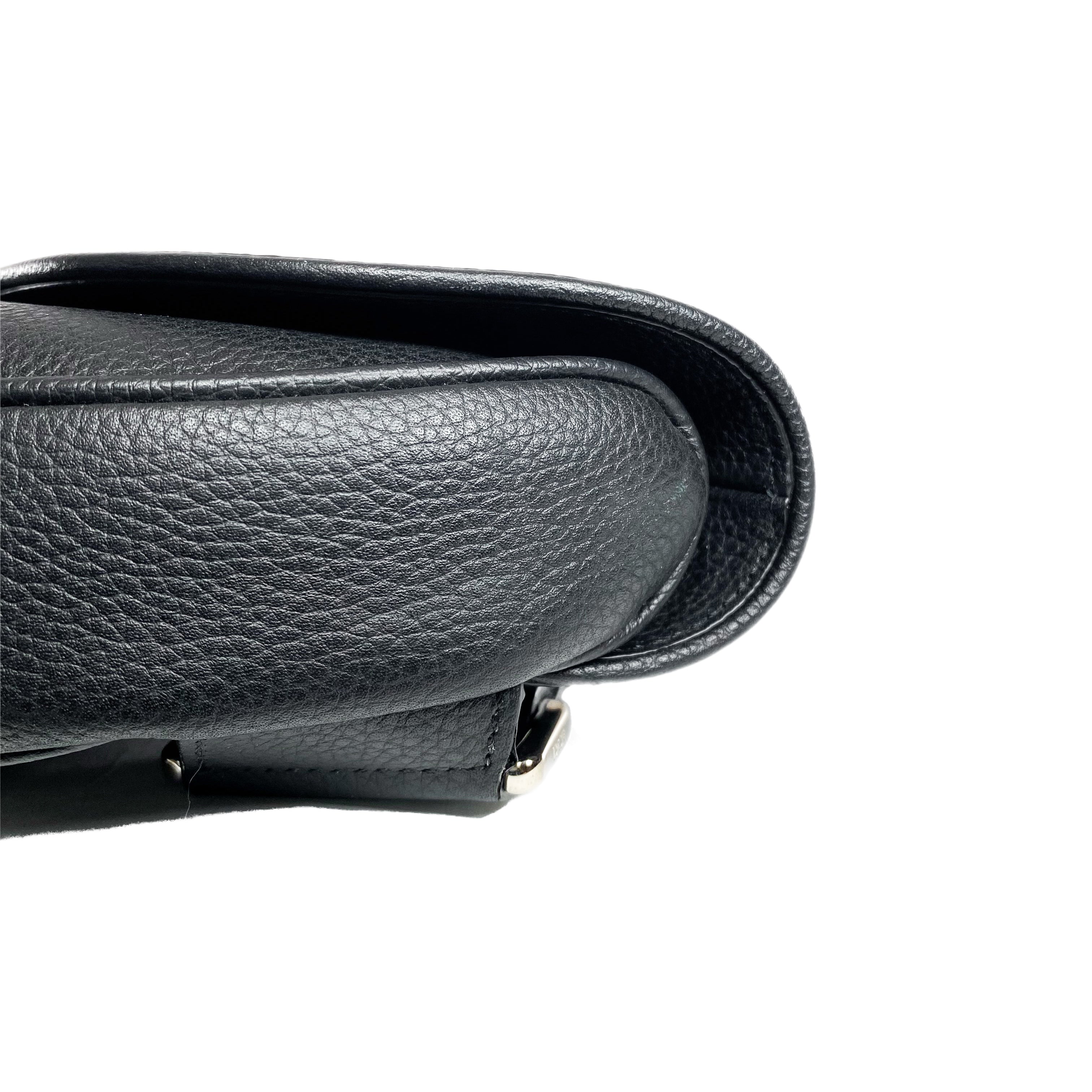 Dior Men Floral Black Matte Saddle Bag