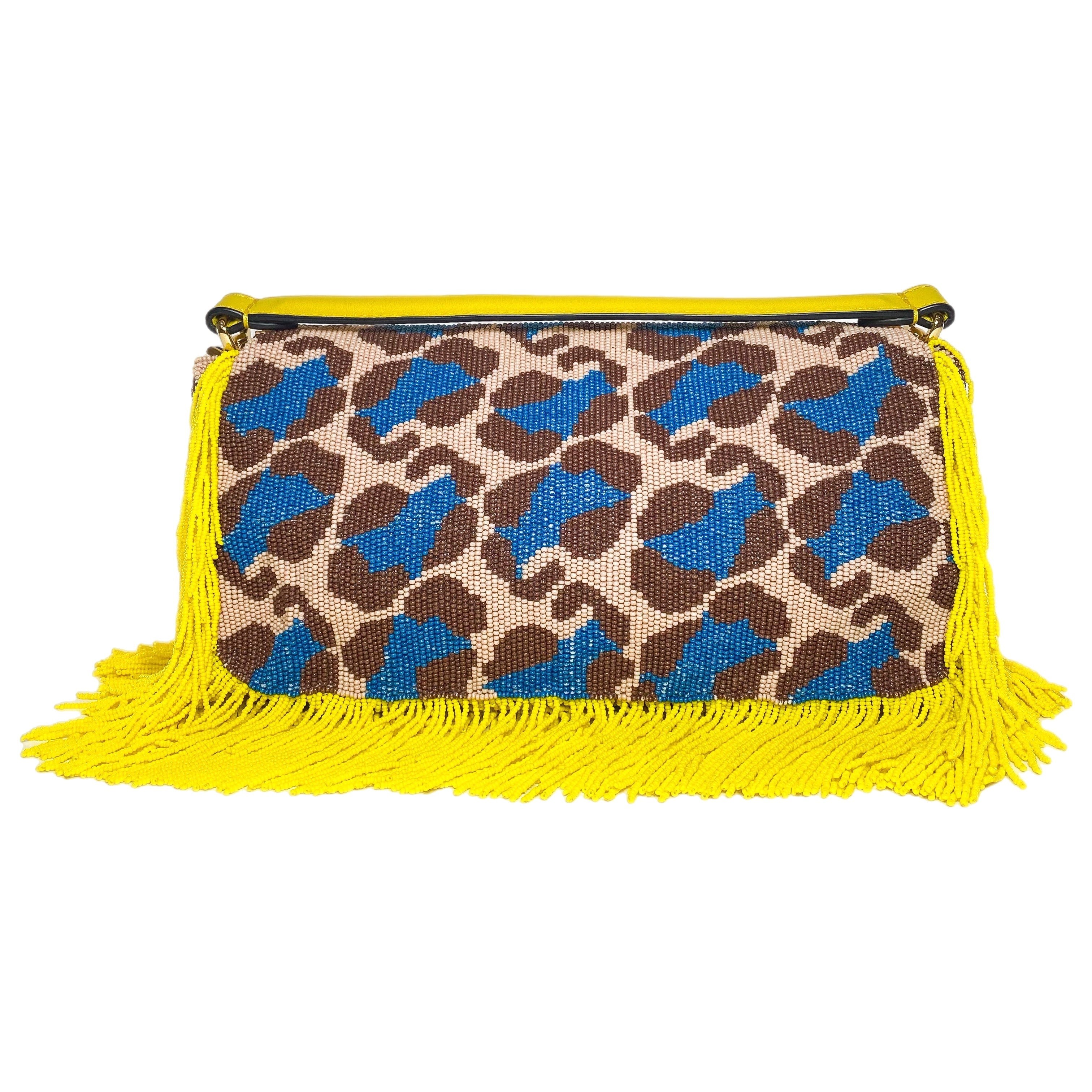 Fendi Multicolor Beaded Leopard Baguette