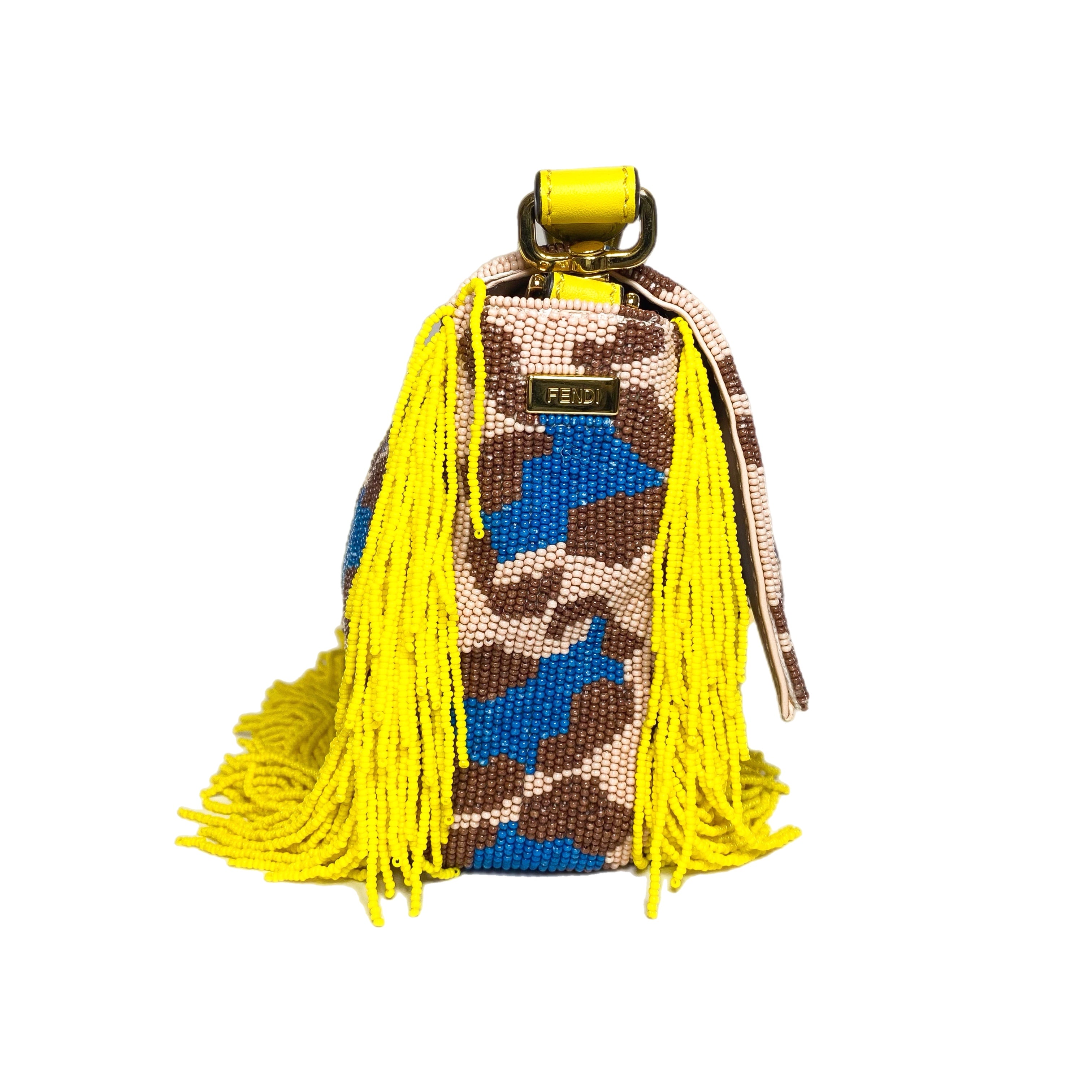 Fendi Multicolor Beaded Leopard Baguette