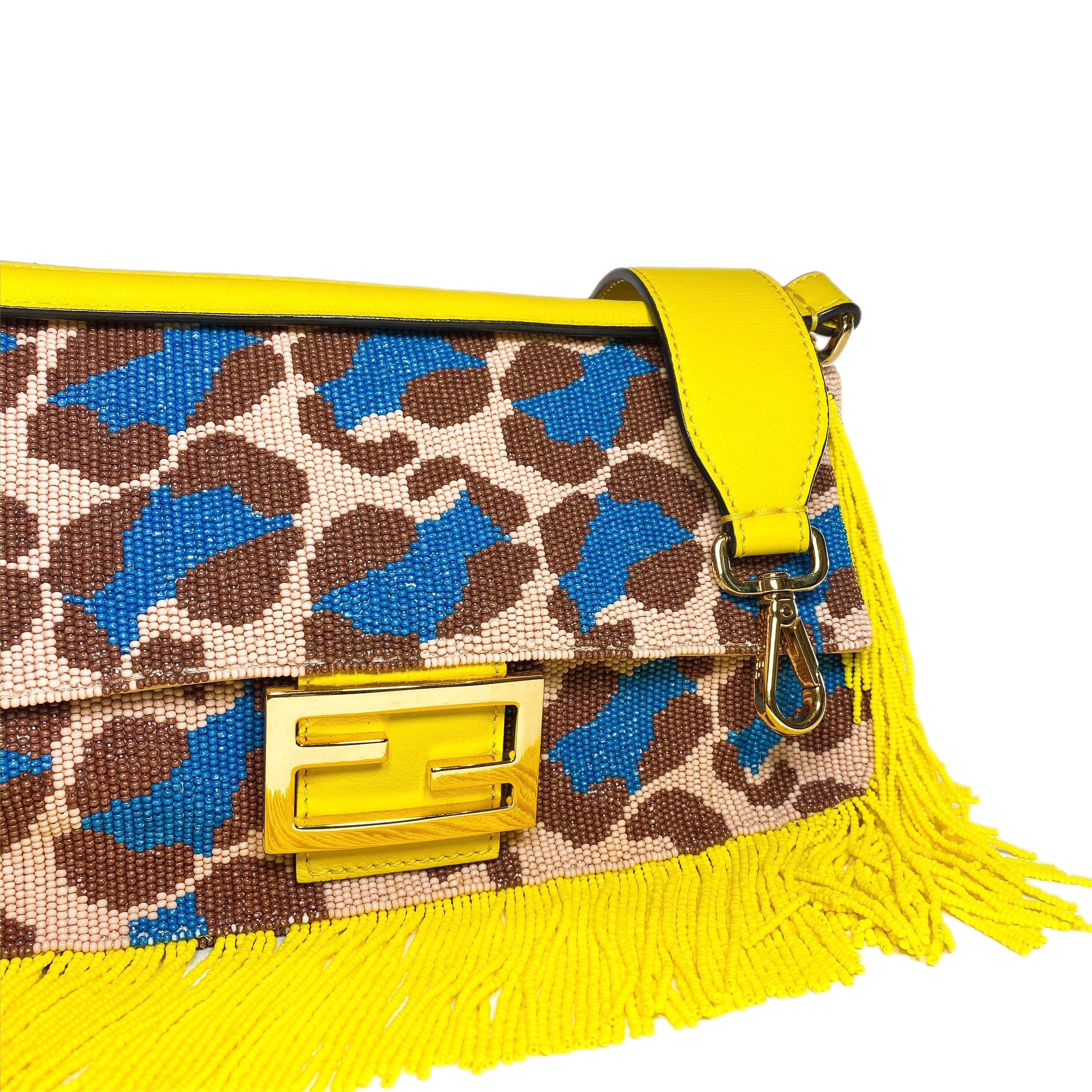 Fendi Multicolor Beaded Leopard Baguette