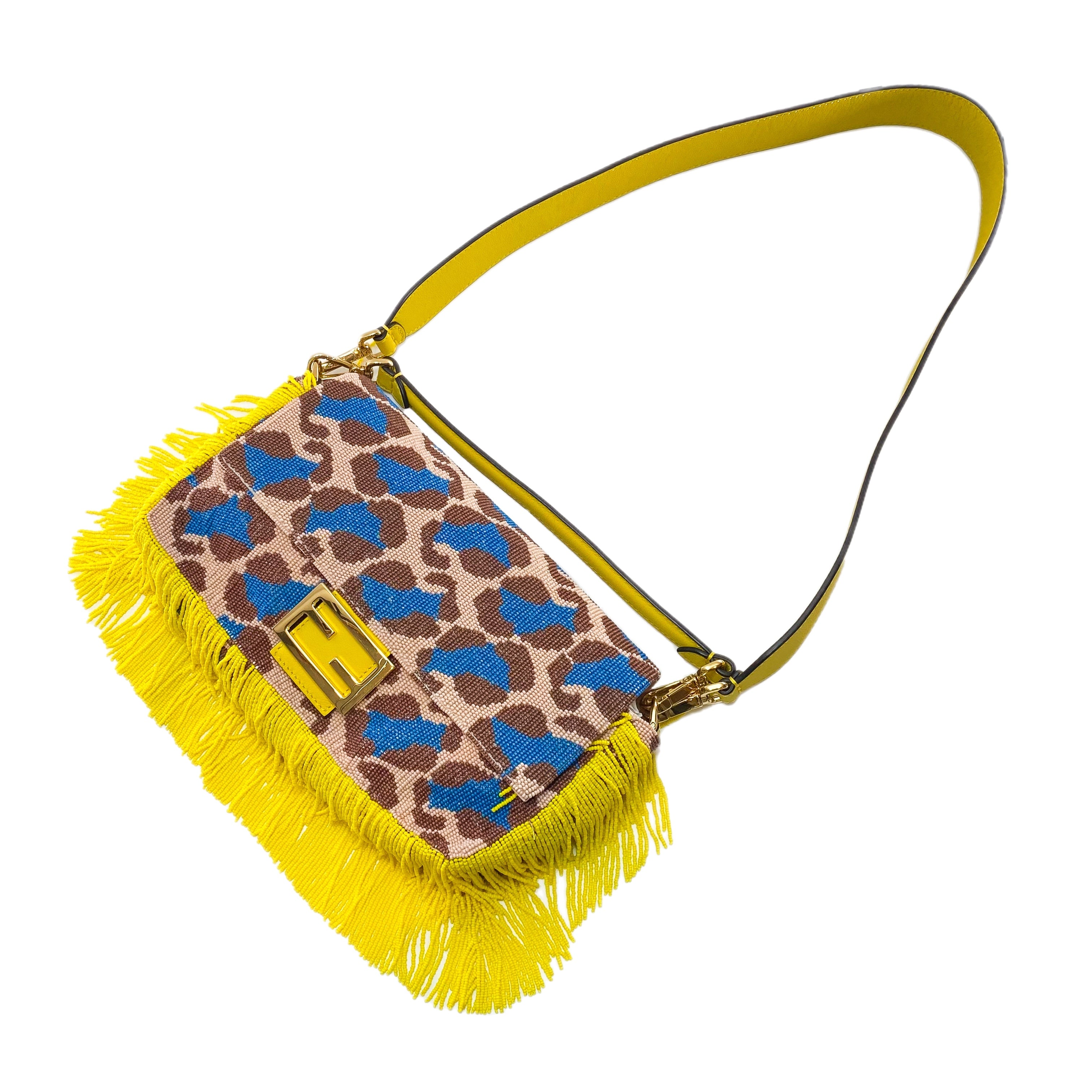 Fendi Multicolor Beaded Leopard Baguette