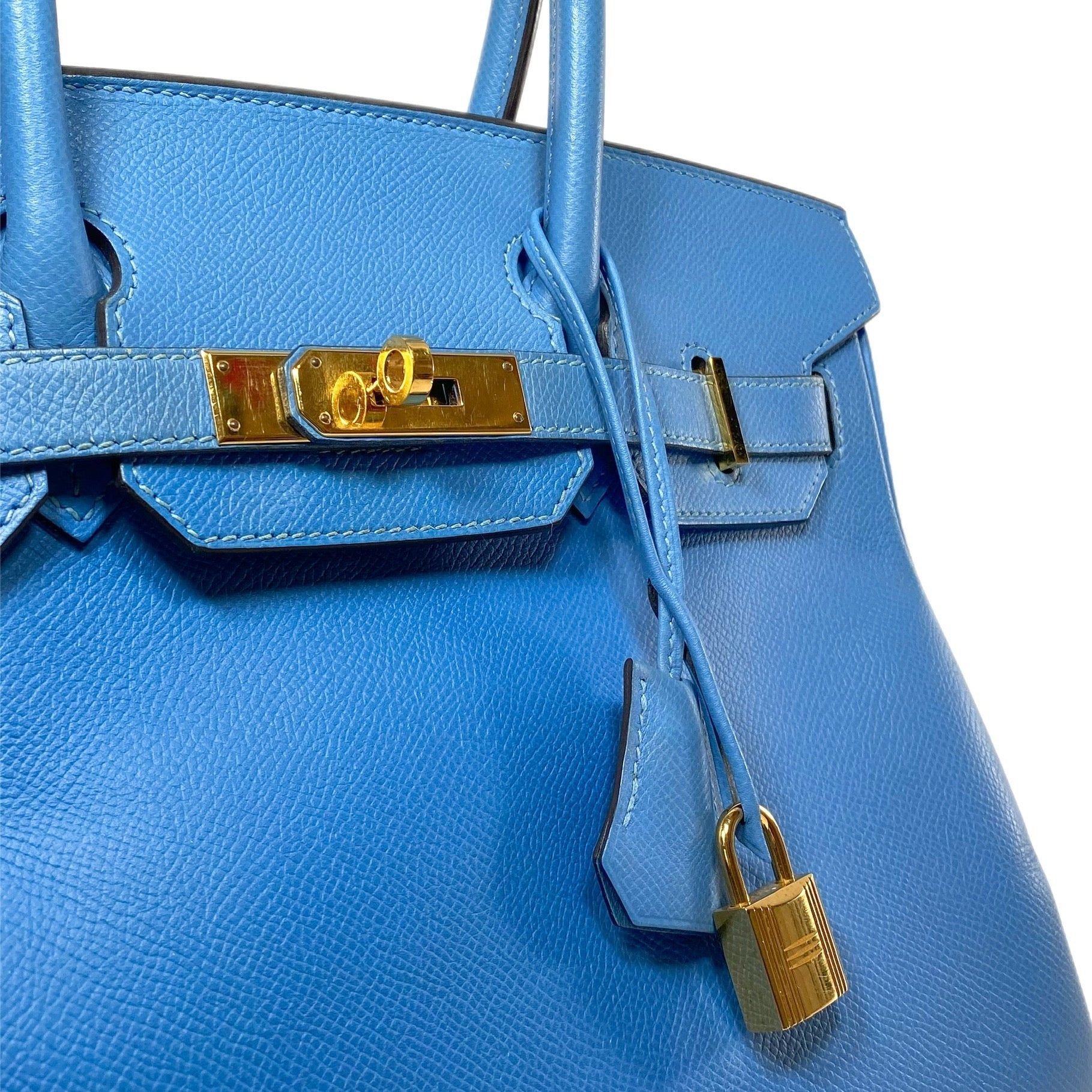 Hermes Birkin 30 Bag Blue Paradis Epsom Leather with Gold Hardware