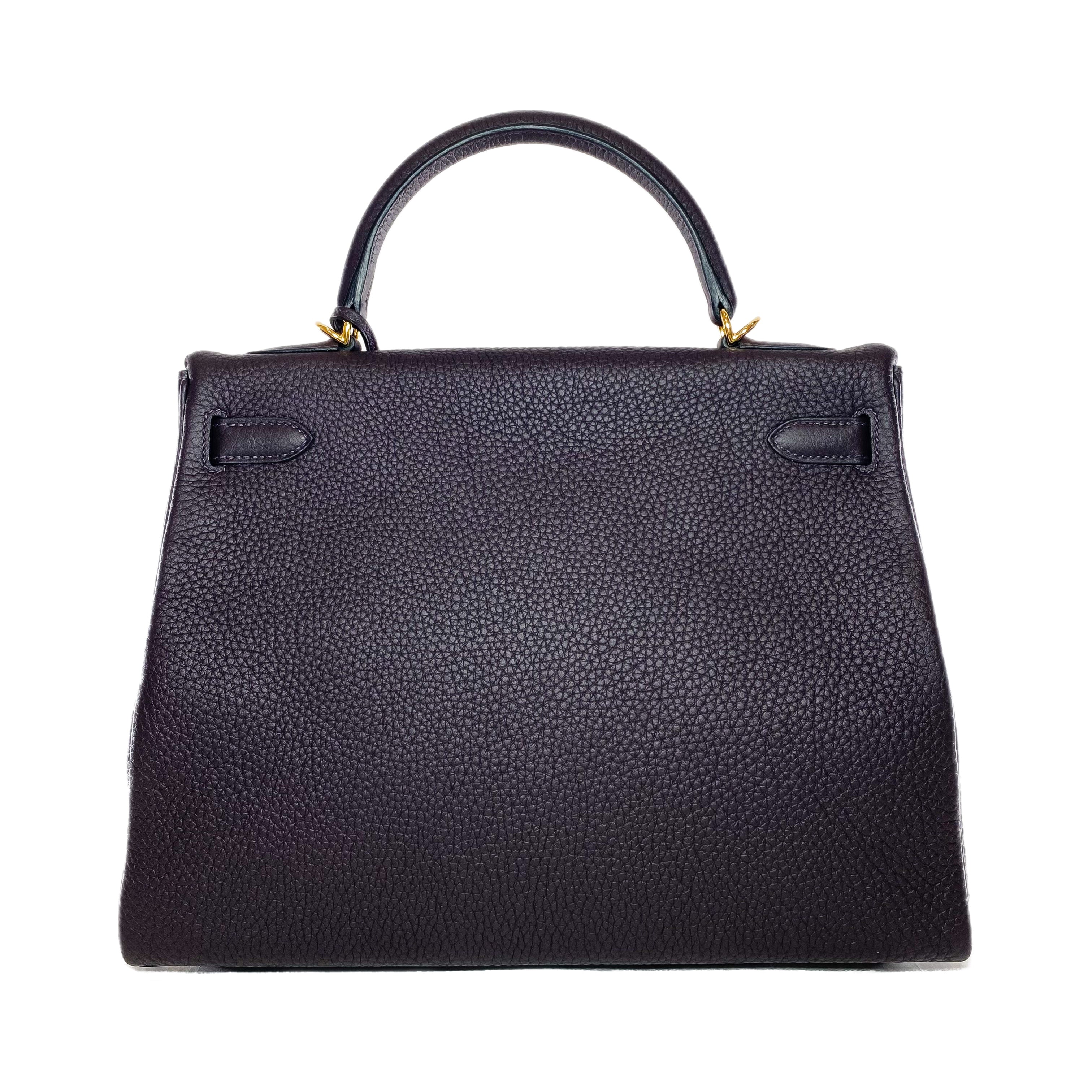 Hermes Kelly 32 Prune Noir Togo Gold Hardware