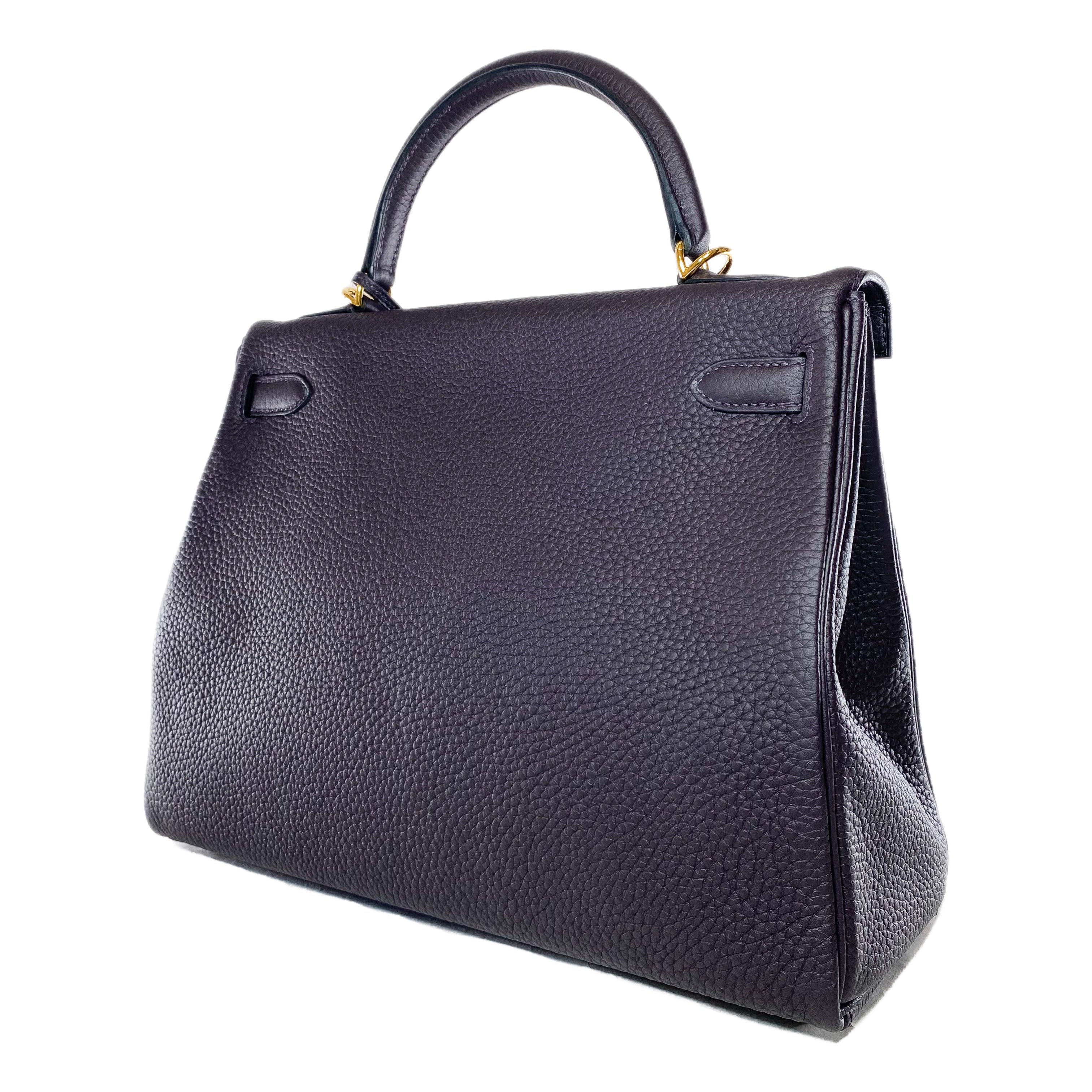 Hermes Kelly 32 Prune Noir Togo Gold Hardware