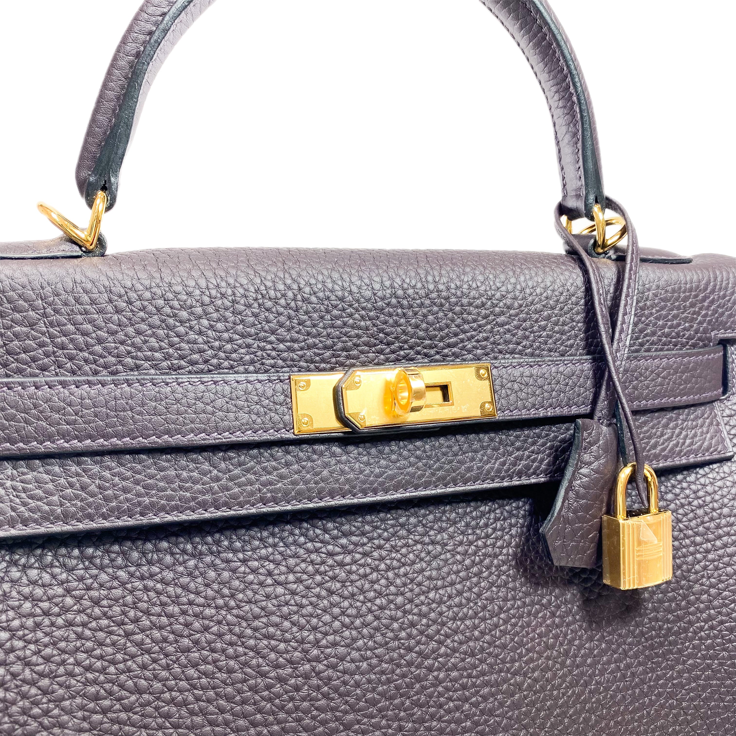 Hermes Kelly 32 Prune Noir Togo Gold Hardware