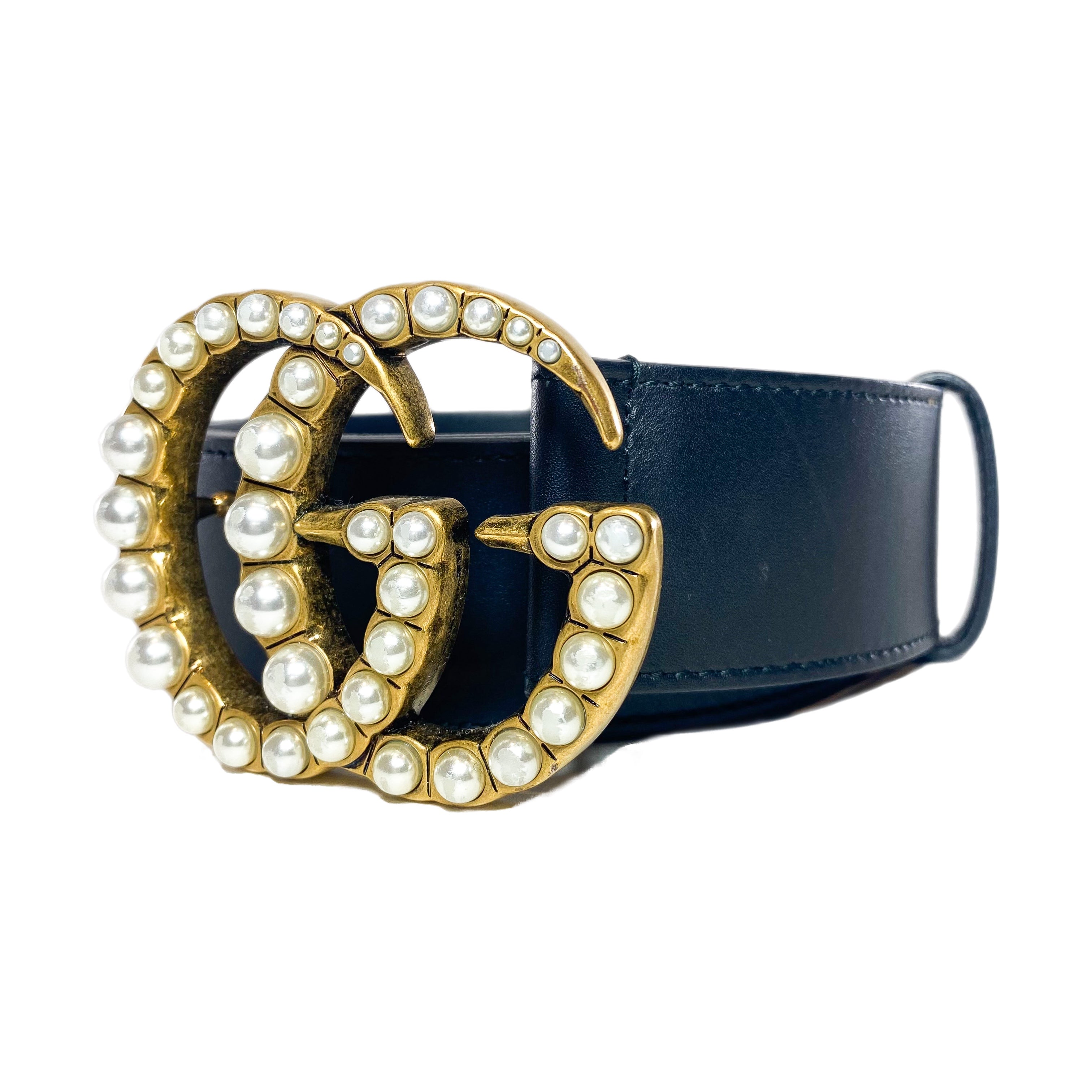 Gucci Black Pearl GG Marmont Belt