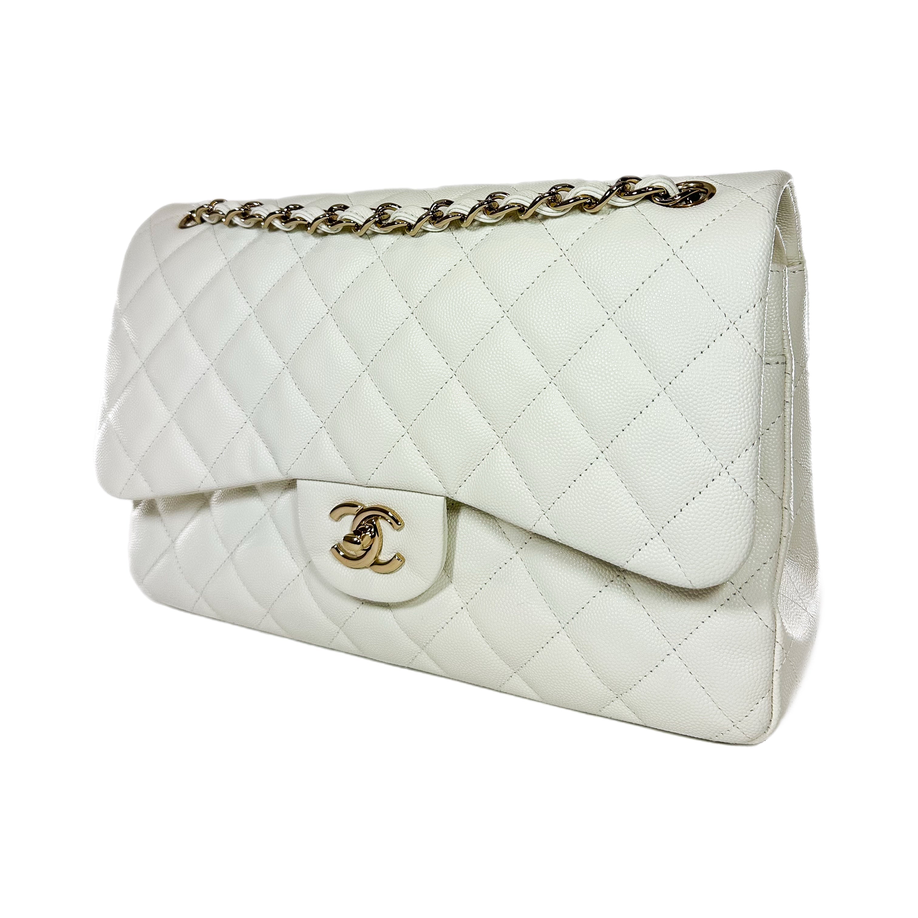 Chanel White Jumbo Double Flap Bag