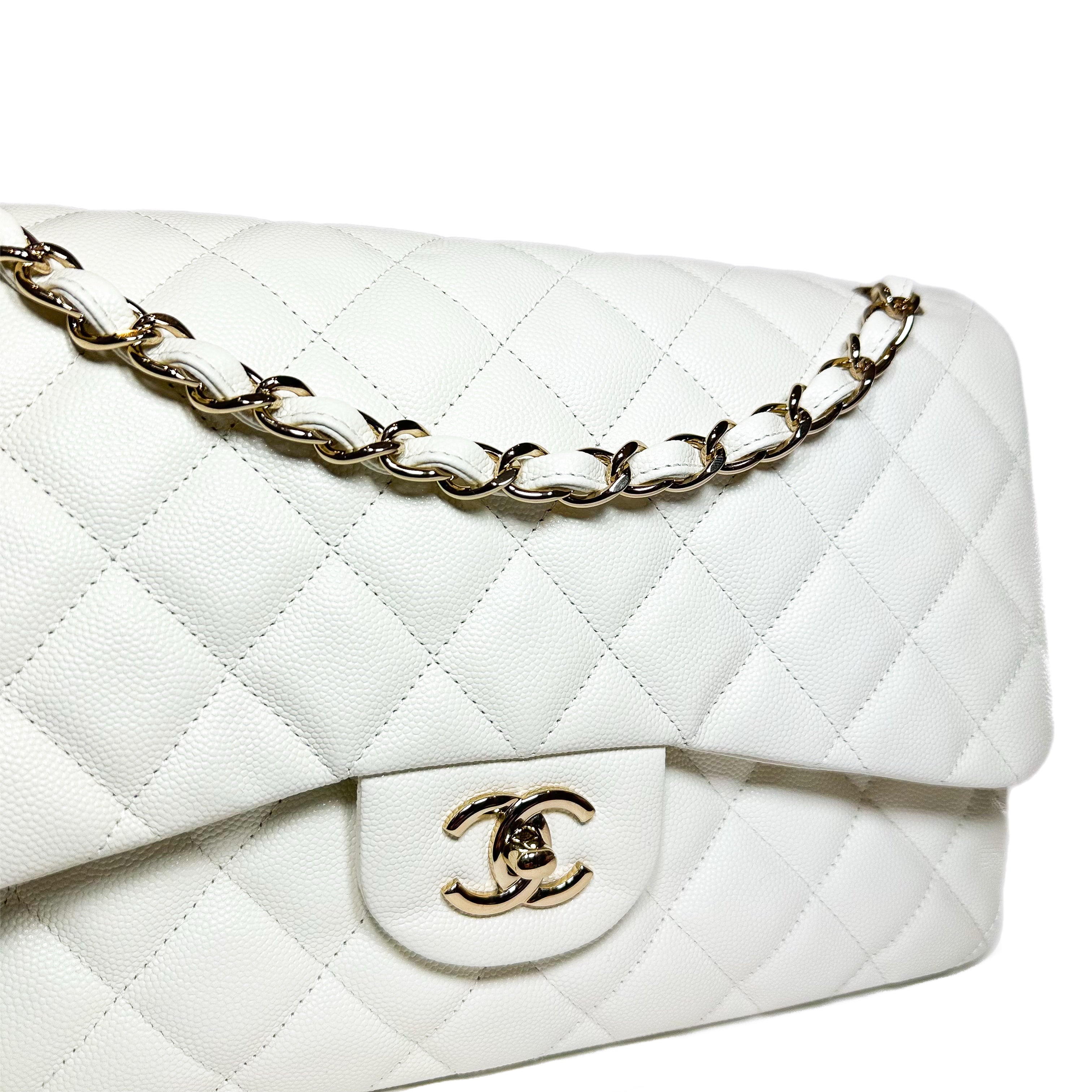 Chanel White Jumbo Double Flap Bag