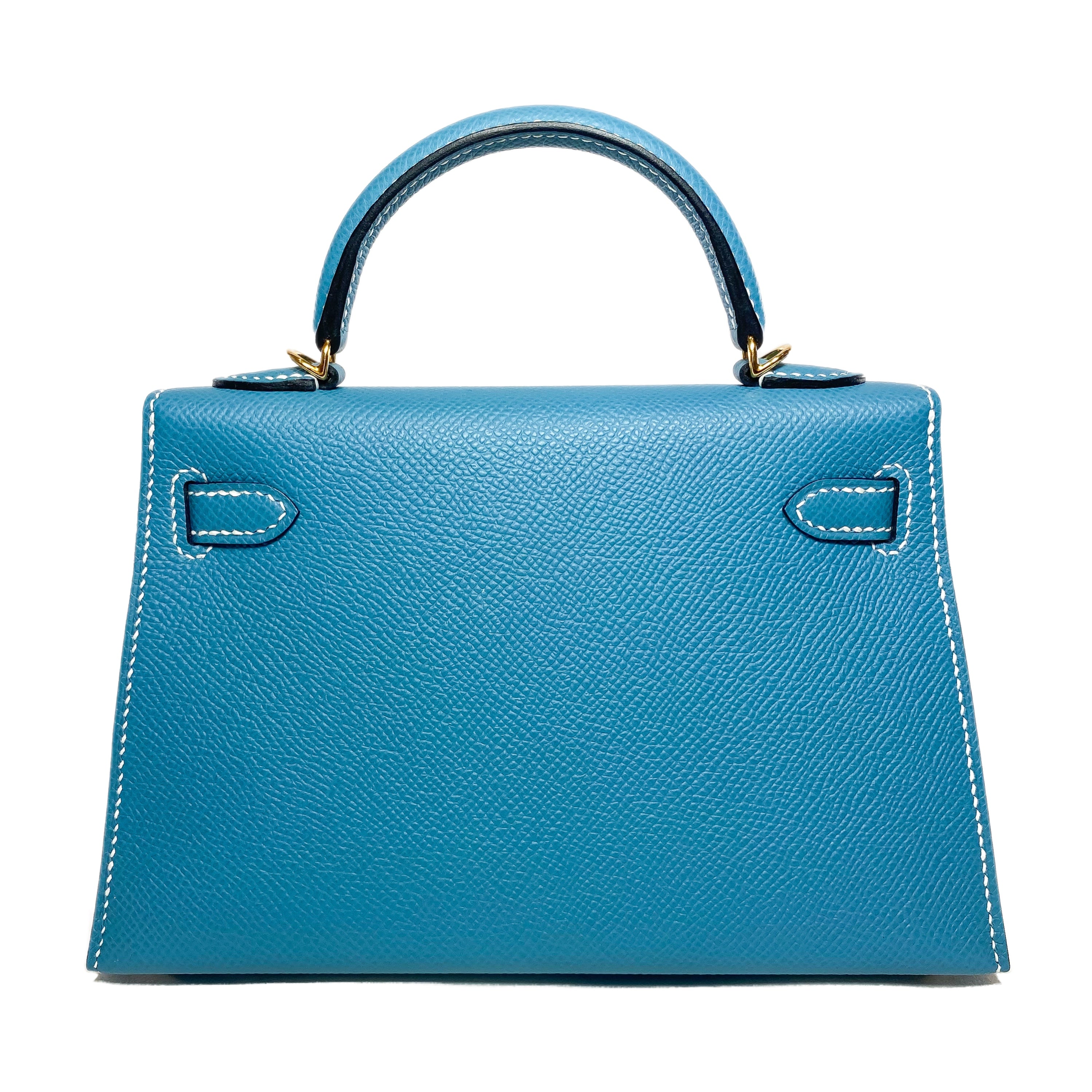 Hermes Mini Kelly 20 Blue Jean Epsom Gold Hardware