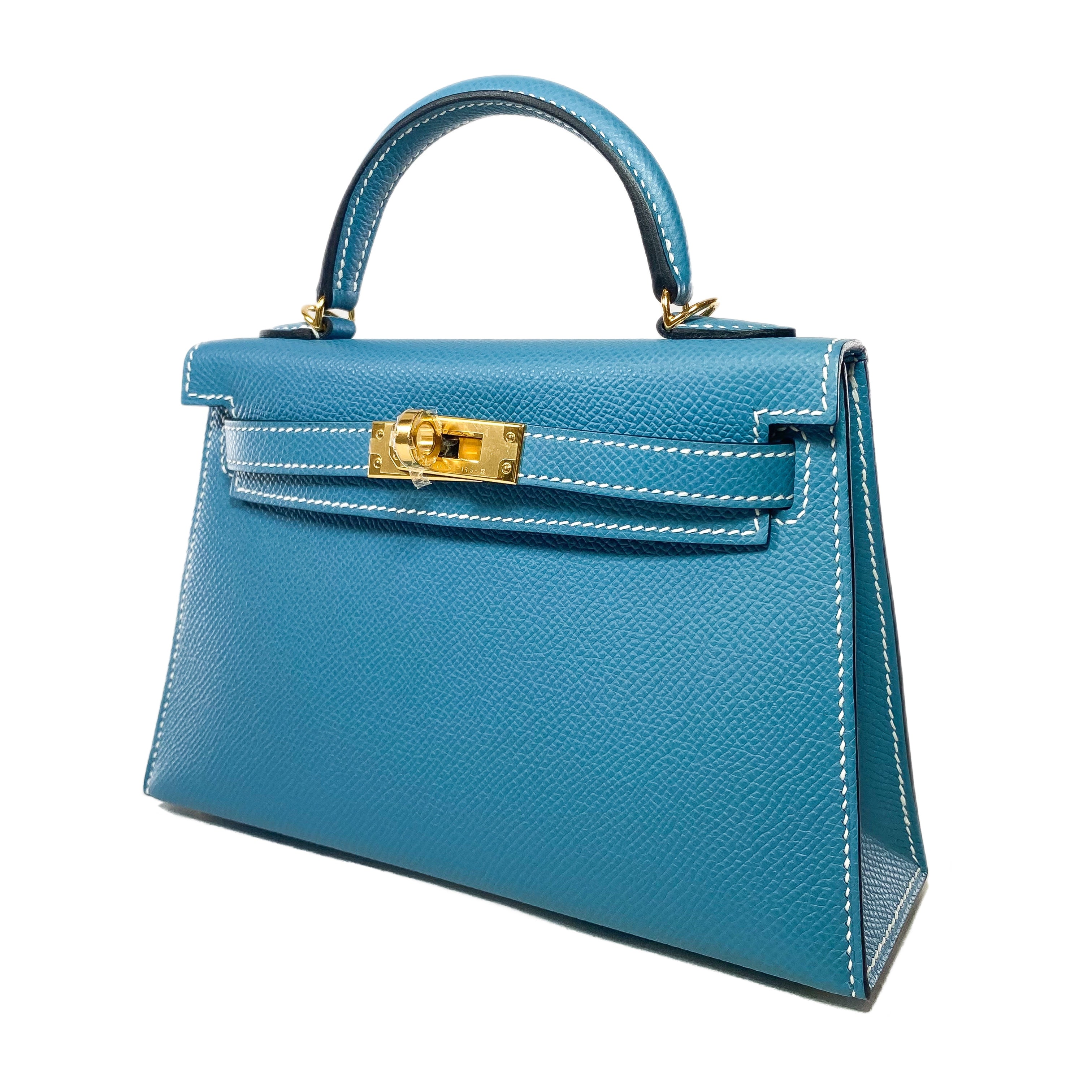 Hermes Mini Kelly 20 Blue Jean Epsom Gold Hardware